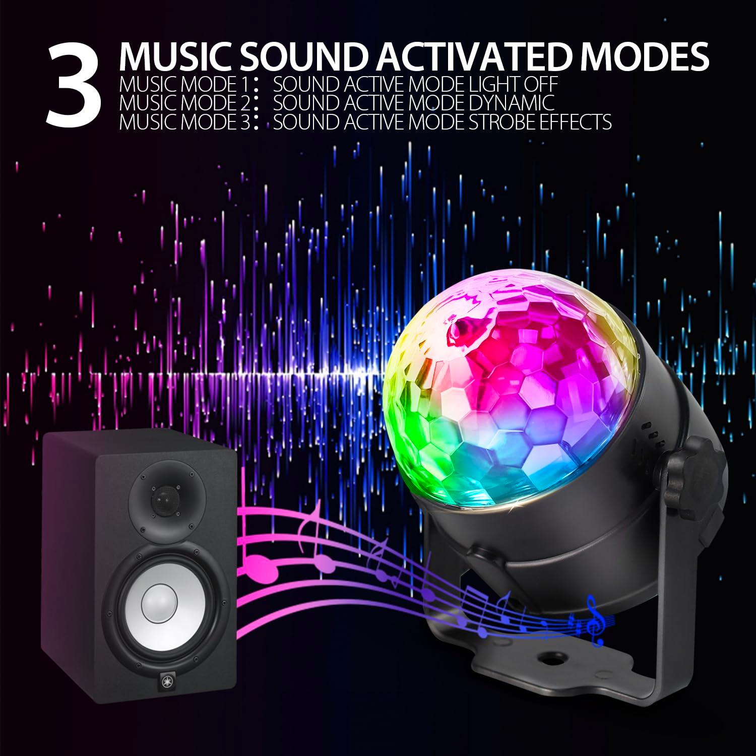 [3-Pack] Disco Ball DJ Party Lights Sound Activated with Remote Control Strobe Lamp 7 Modes Stage Light for Home Room Dance Parties Karaoke Halloween Christmas Birthday Decorations - Image 4