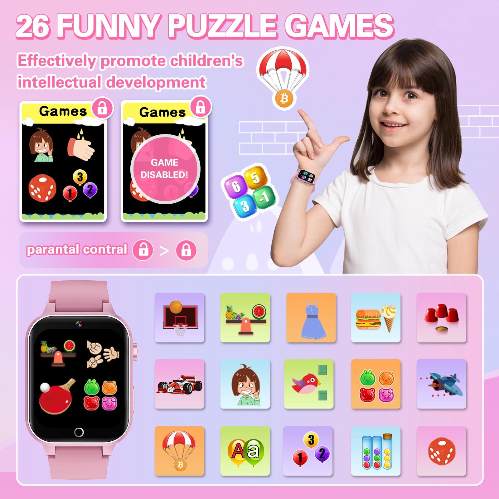 Kids Smart Watch Girls Gift for Girl Aged 6-12, HD TouchScreen Kids Watch with 26 Games Video Camera Music Pedometer Audiostory Learn Card Educational Toys Birthday Gifts for Girls Ages 5 6 7 8 9 - Image 5