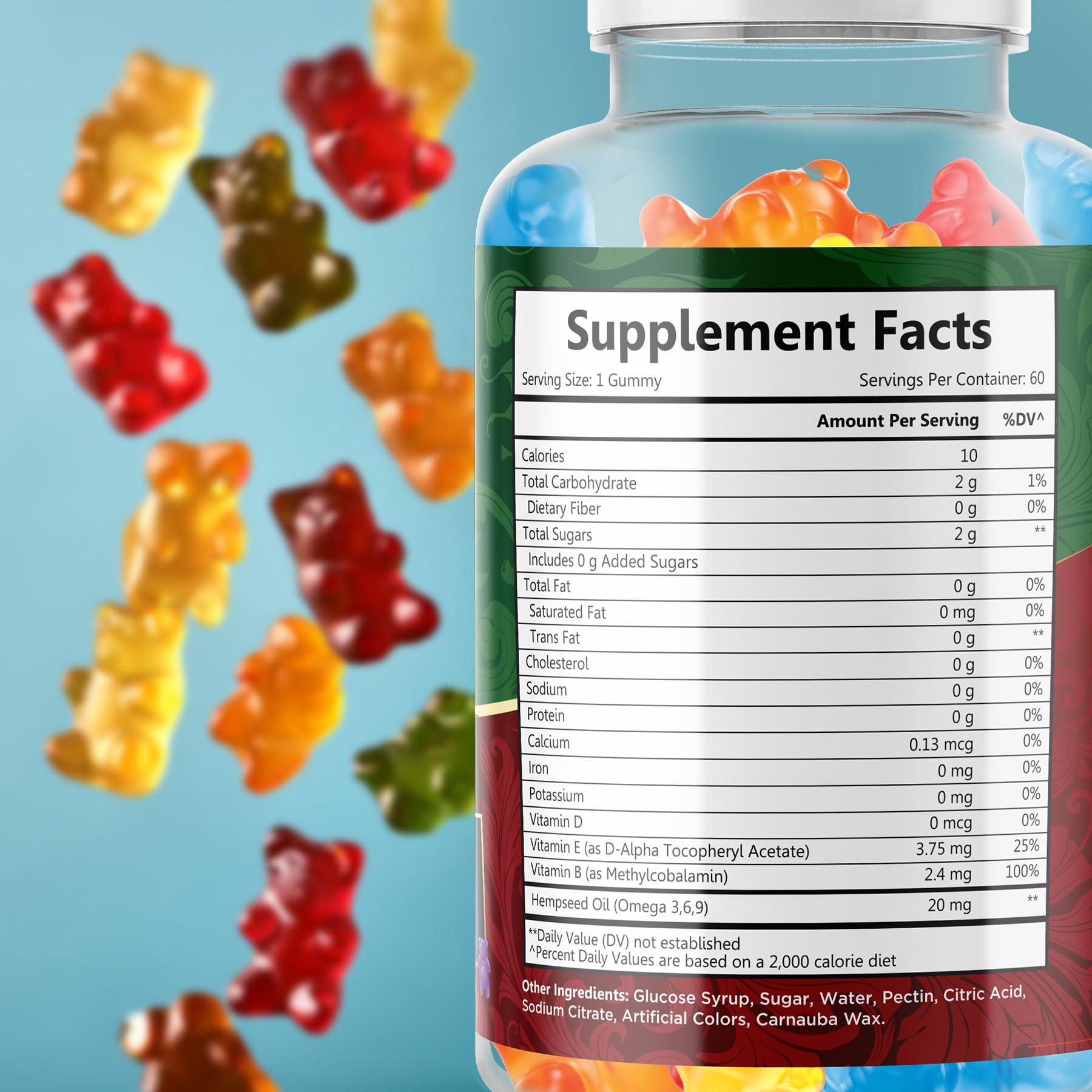 WELLUTION Hemp Gummies – High Potency 1,500,000 MCG – Natural Fruity Bear for Relaxation and Peace - Fast-Acting - 60ct - Image 5