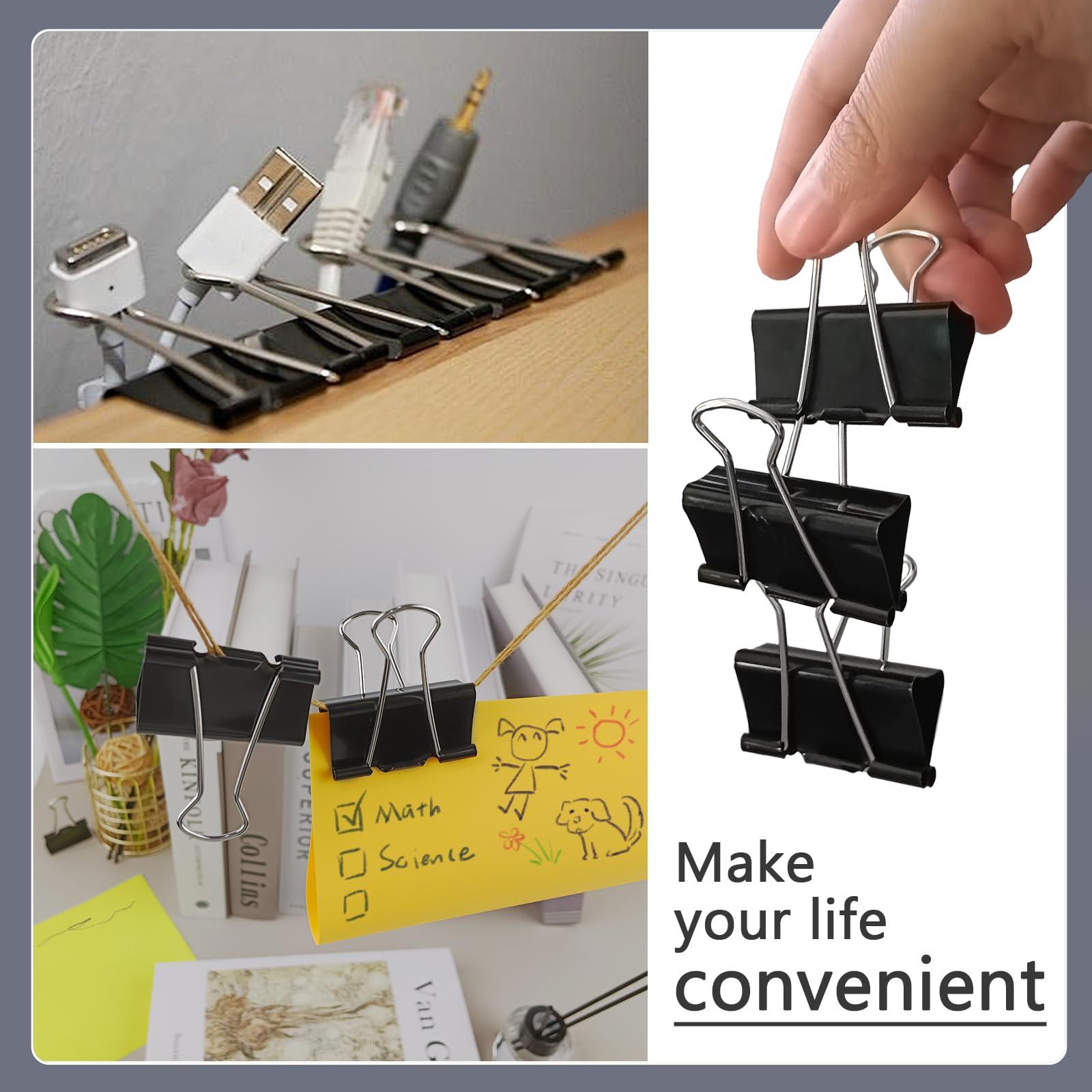 DSTELIN Large Binder Clips 1.6-Inch (24 Pack), Big Paper Clamps Clips for Office Supplies, 1.6-Inch/41mm Width, 0.7-Inch/18mm Capacity, Black - Image 7