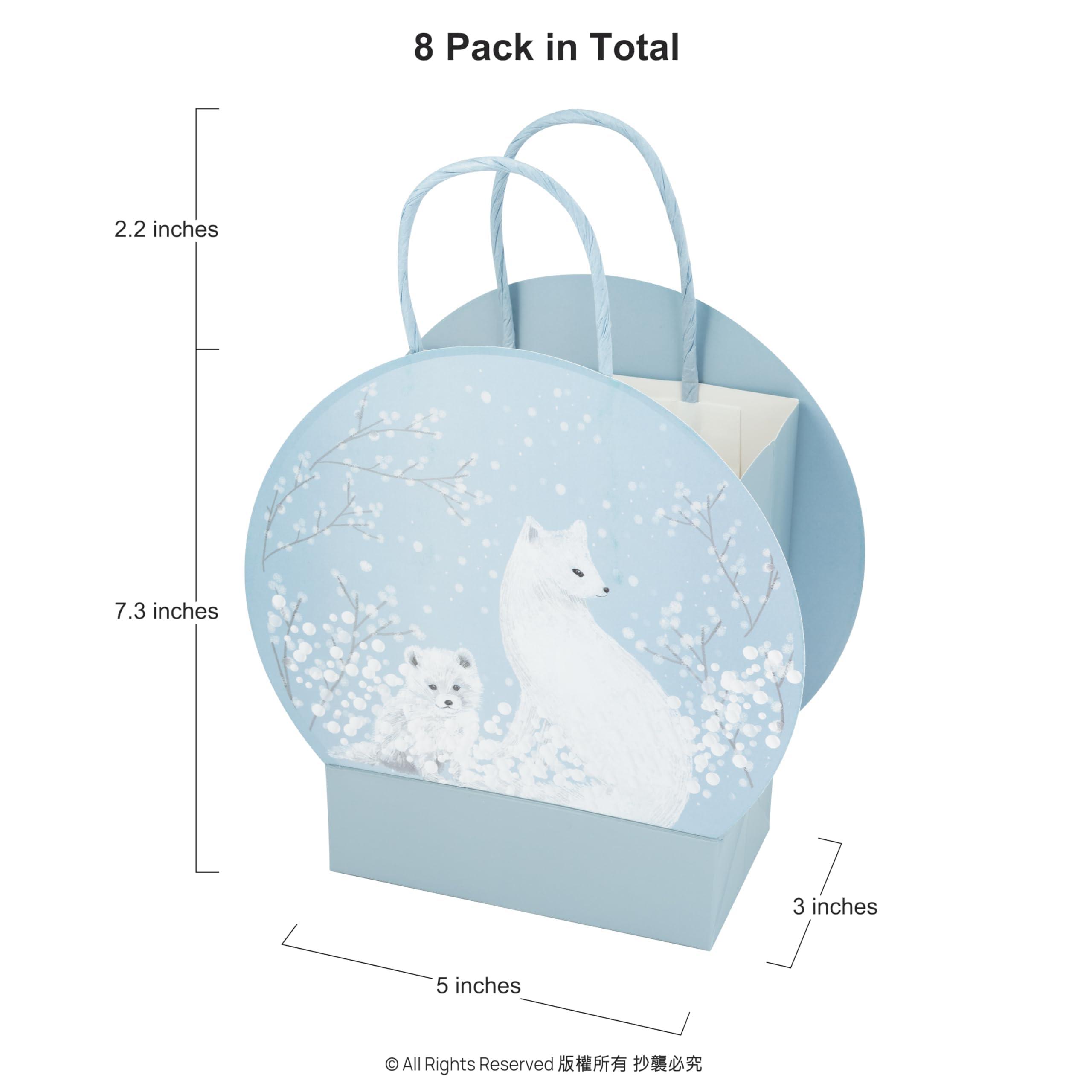 Cheerland Goodie Bag Arctic Fox Party Favor Gift Bags Winter Animal Christmas Candy Treat Small Paper bags for Winter Wonderland Birthday Baby Shower Onederland Party Favors And Supplies - Pack of 8 - Image 2