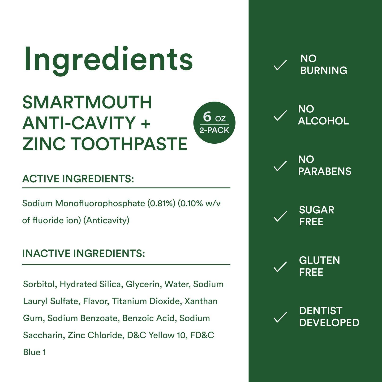 SmartMouth Premium Zinc Ion Toothpaste - Whitening - with Fluoride - Refreshing, Anti-Cavity Toothpaste for Adults - Strengthens Enamel - Mild Mint Flavor, 6 oz (2 Pack) - Image 6