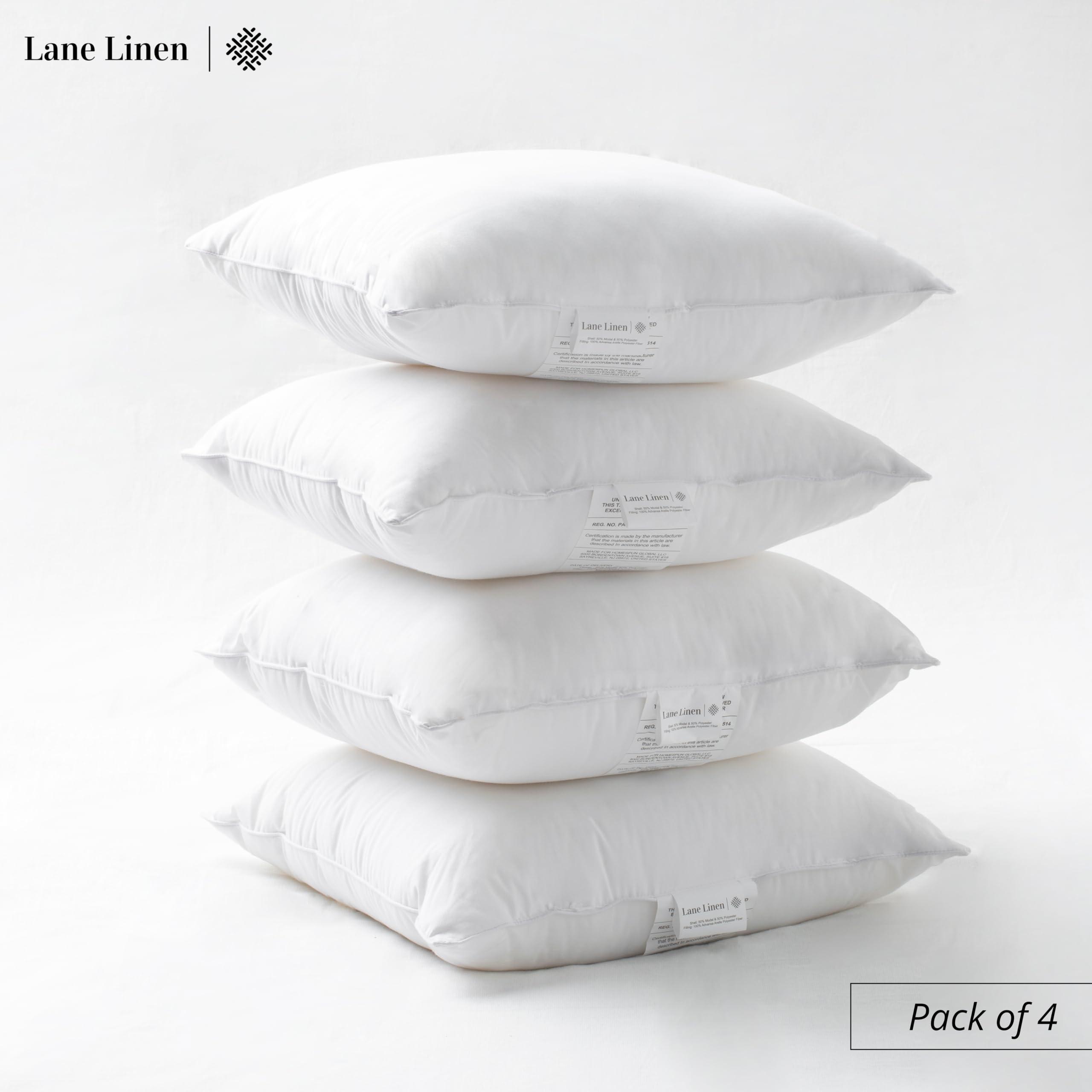LANE LINEN 4 Pack 18x18 White Throw Pillow Inserts for Decorative Pillow Covers, Couch Pillows for Living Room, Fluffy Pillows for Bed - Image 3