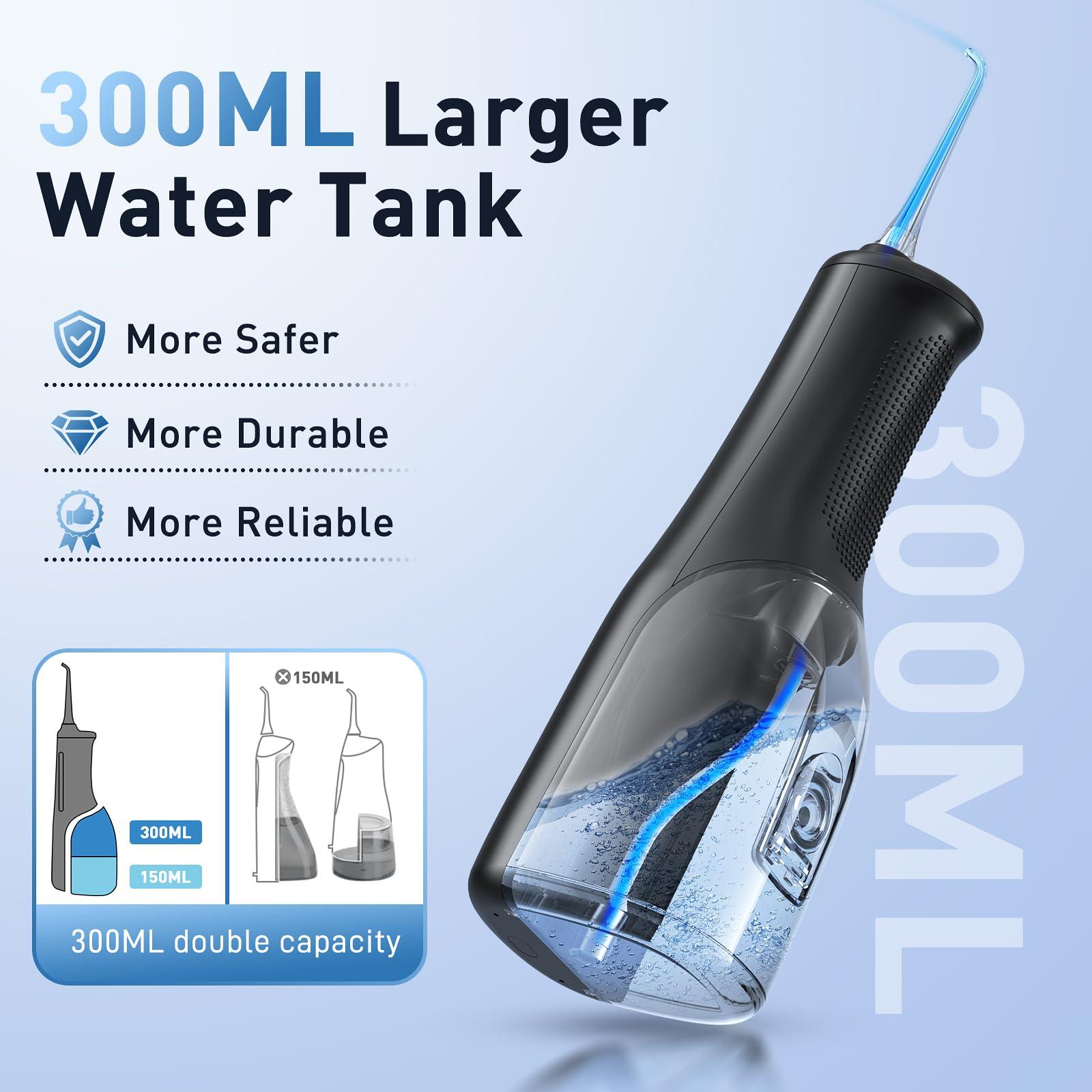 Water Dental Flosser Teeth Pick - 4 Modes Cordless Oral Irrigator - 300ML Portable and Rechargeable IPX7 Waterproof - Water Dental Piks for Cleaning for Home Travel - Oral Dental Care Fsa Hsa - Image 4