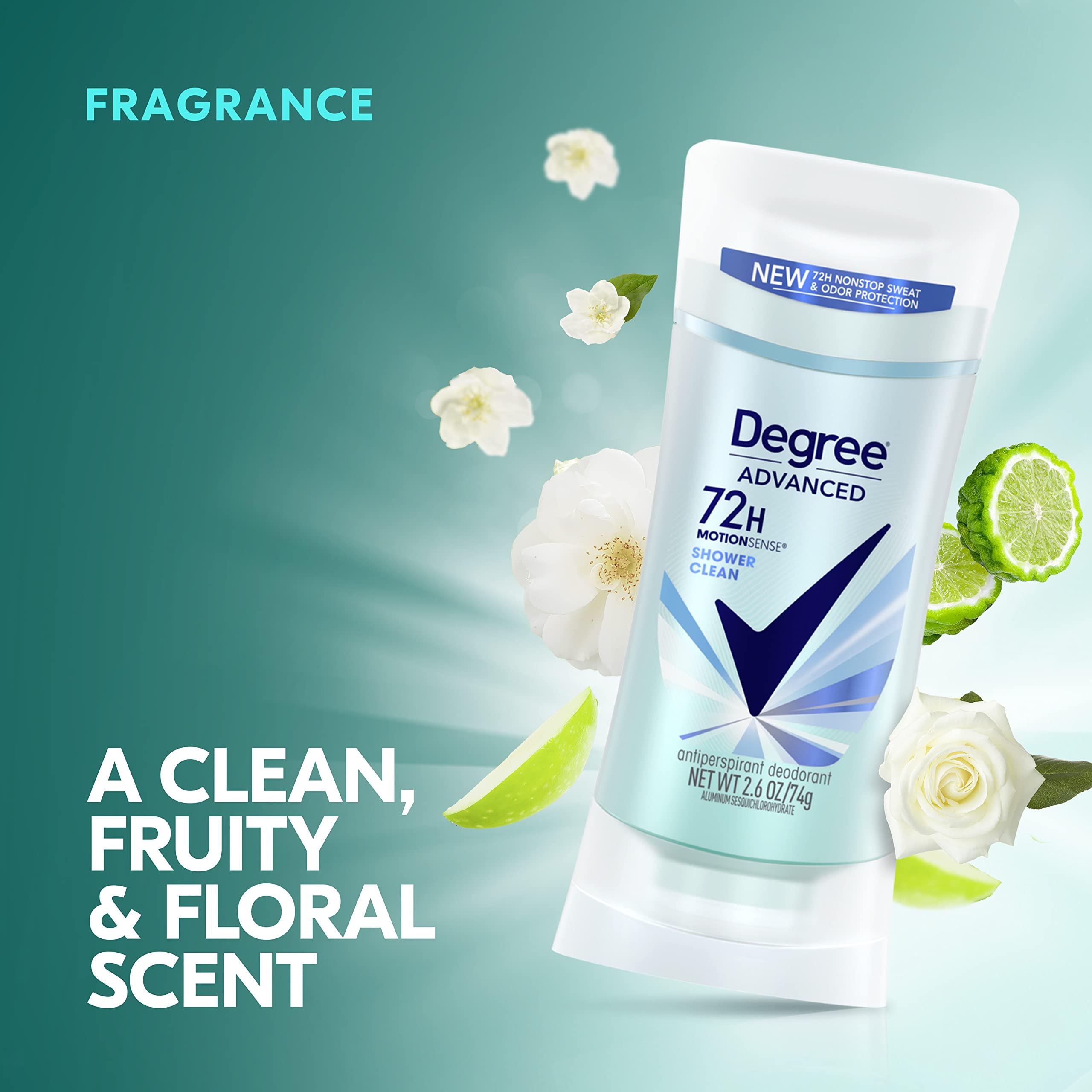 Degree Advanced Antiperspirant Deodorant 4 count 72-Hour Sweat & Odor Protection Shower Clean Antiperspirant for Women with MotionSense Technology 2.6 oz - Image 6