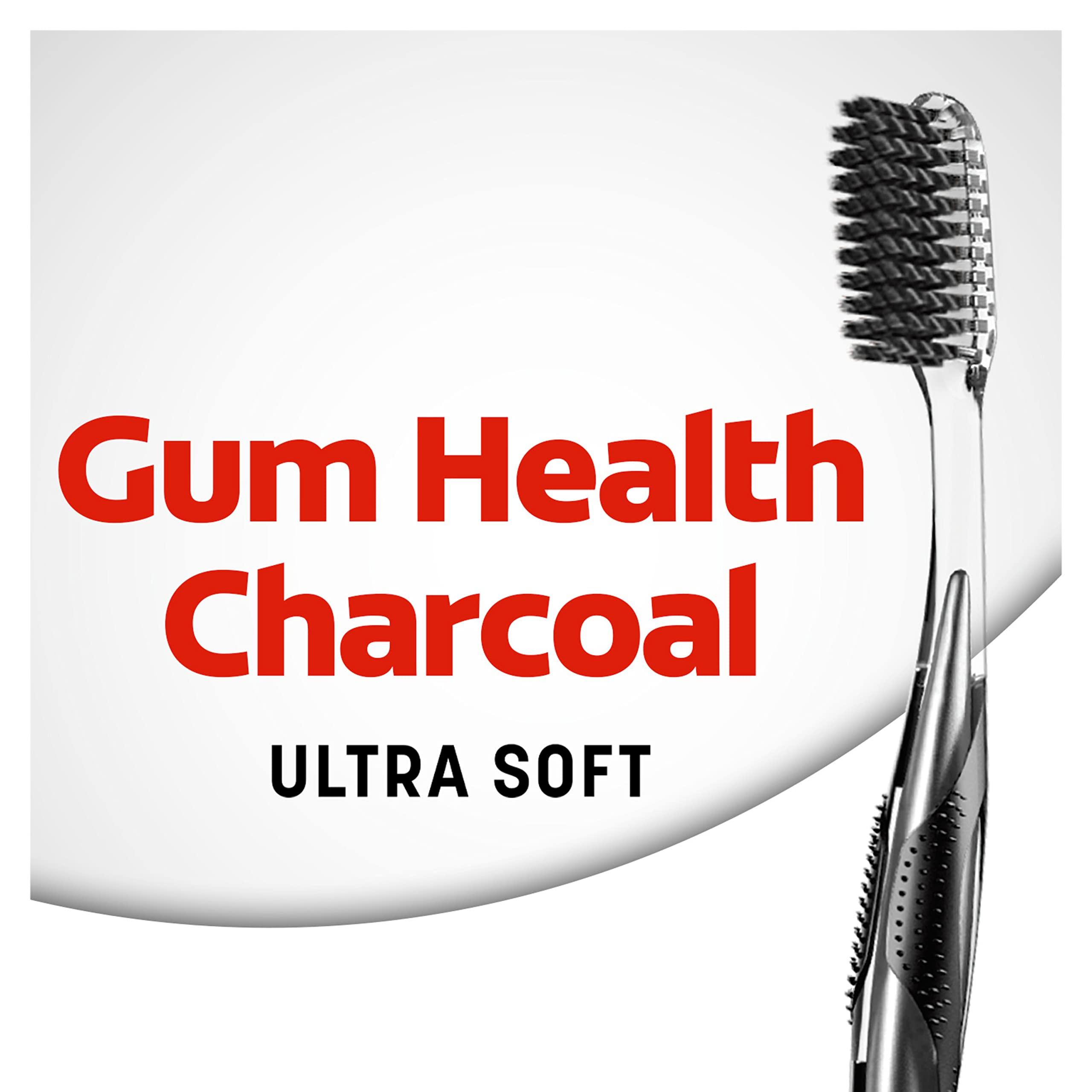Colgate Gum Health Charcoal Adult Manual Toothbrush, Ultra Soft, 4 Count (Pack of 1) - Image 2