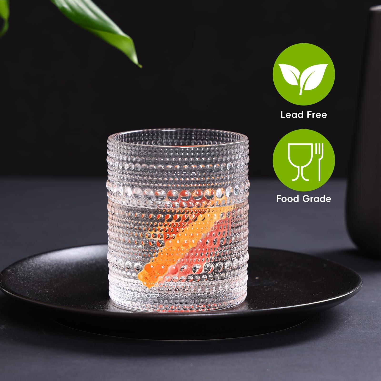 Moretoes Hobnail Drinking Glasses Set of 12, 12 Oz Highball Glasses & 10 Oz Cocktail Glasses, Clear Embossed Boho Glass Cups Kitchen Bar Tumbler Glassware Set for Whiskey, Beer, Juice, Milk - Image 4