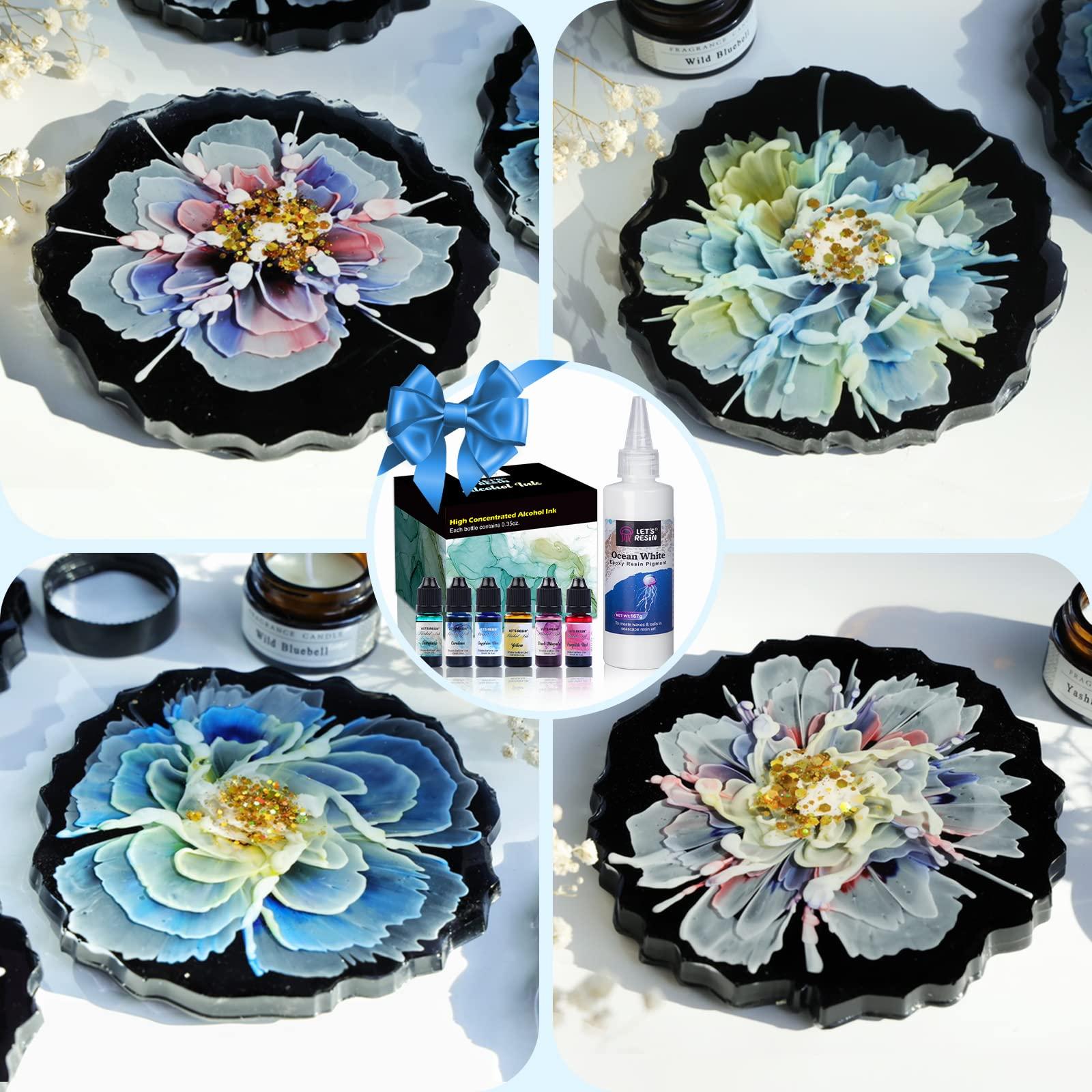 LET'S RESIN Ocean White Epoxy Resin Pigment 167g/5.89oz, High Concentrated Paste for Epoxy & UV Resin, UV Resistant Opaque Pigment for Creates Cells & Lacing, 3D Flower Coasters - Image 4