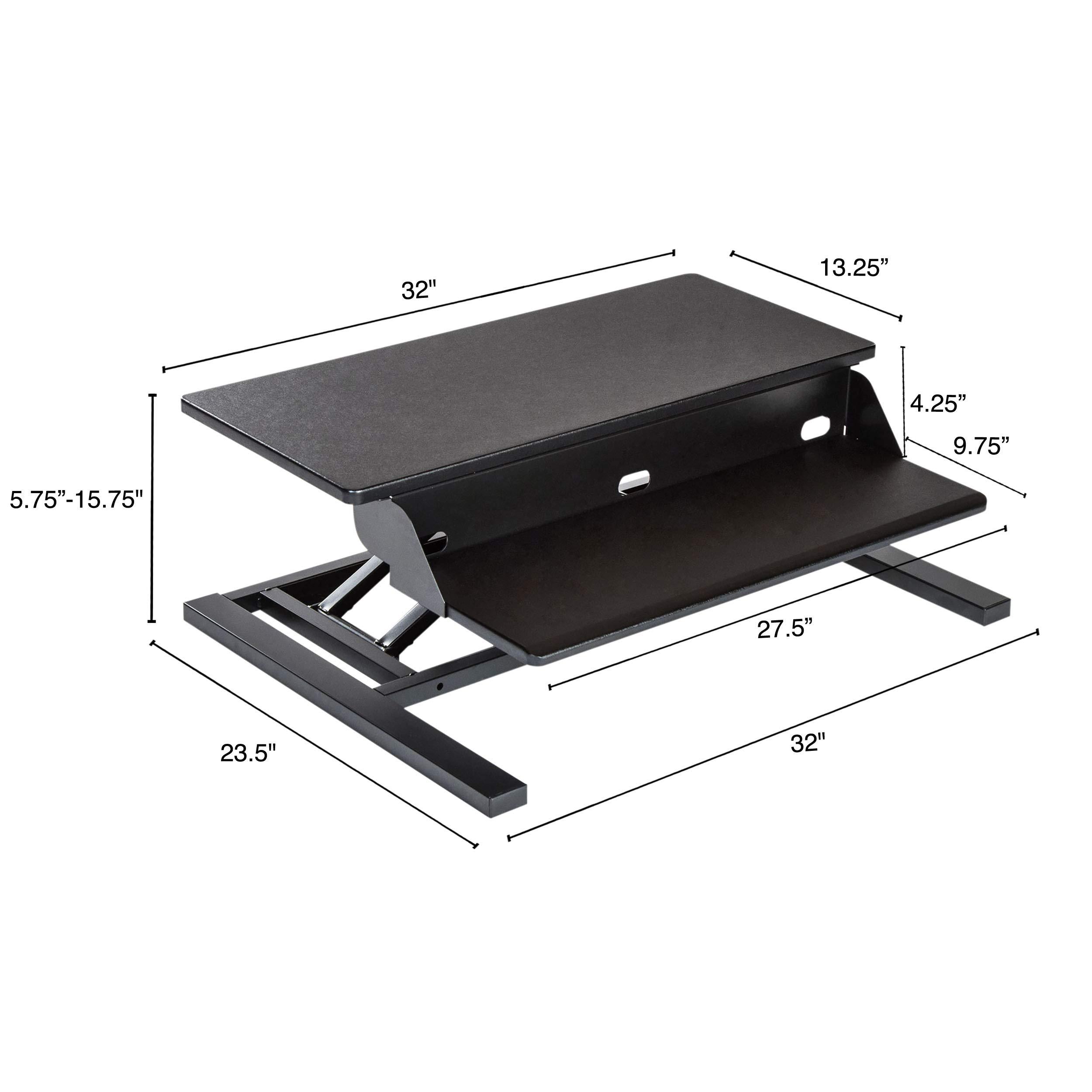 Stand Up Desk Store AirRise Pro Two Tier Standing Desk Converter Monitor Stand with Built-in Keyboard Tray (Black, 32" Wide) - Image 3