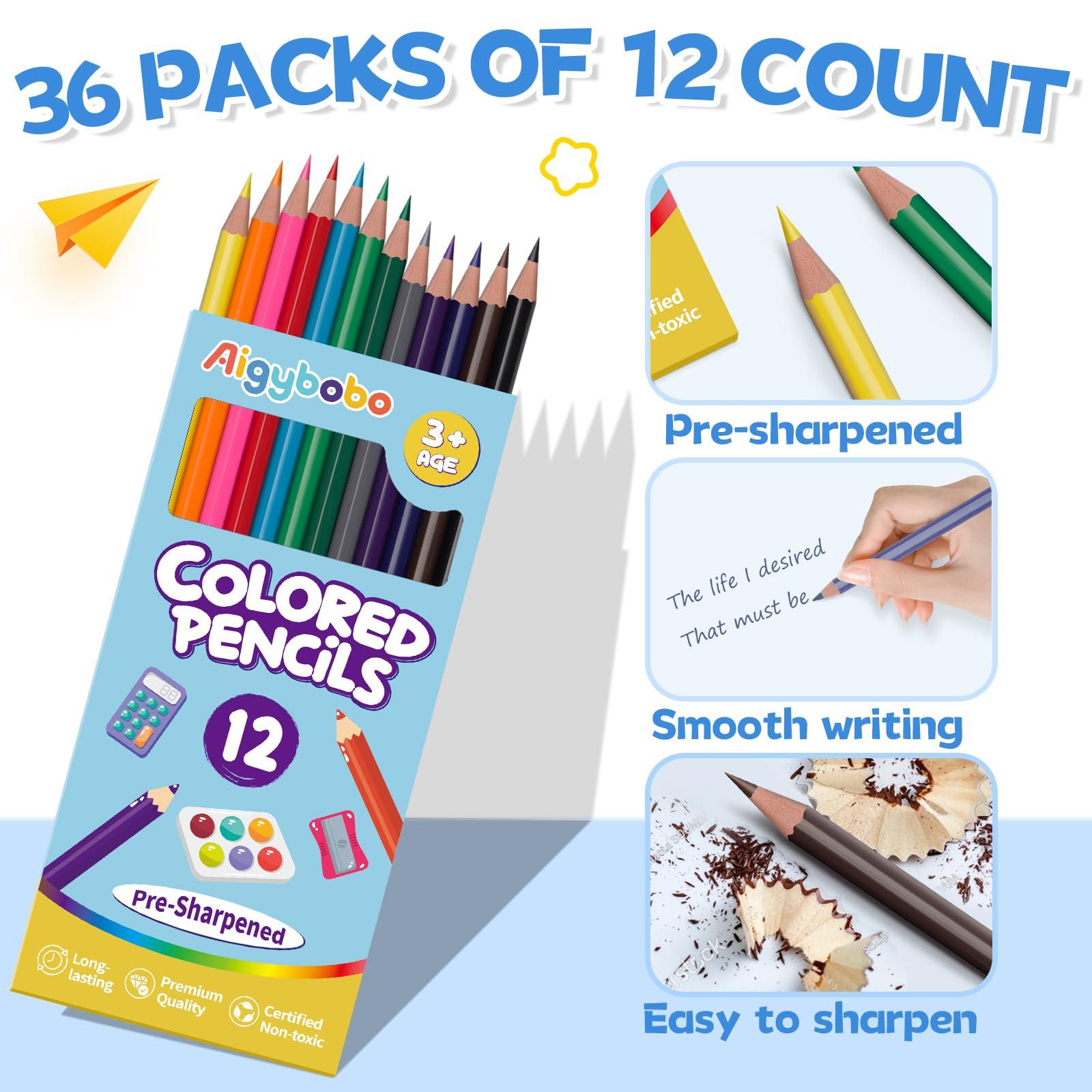 Aigybobo 432 Count Colored Pencils Bulk, 36 Pack Colored Pencils for Kids 12 Colors, Pre-sharpened Color Pencils, Bulk Coloring Pencils School Supplies for Teachers, Classroom Prizes, Art Supplies - Image 4