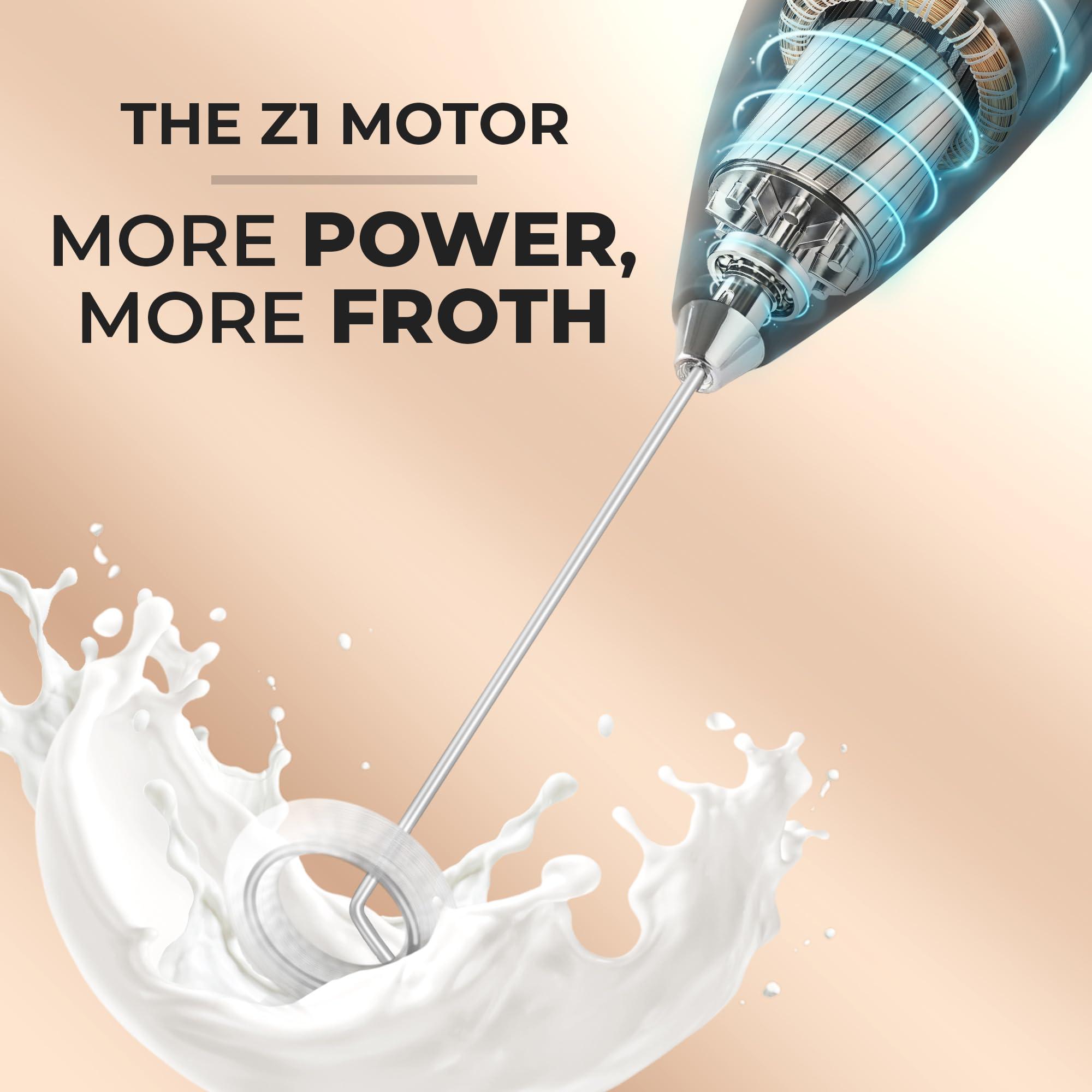 Zulay Kitchen Powerful Milk Frother Wand With 2 Duracell Batteries - Ultra Fast Handheld Drink Mixer - Electric Whisk Foam Maker for Coffee, Lattes, Cappuccino, Matcha, Hot Chocolate & Creamer - Black - Image 7
