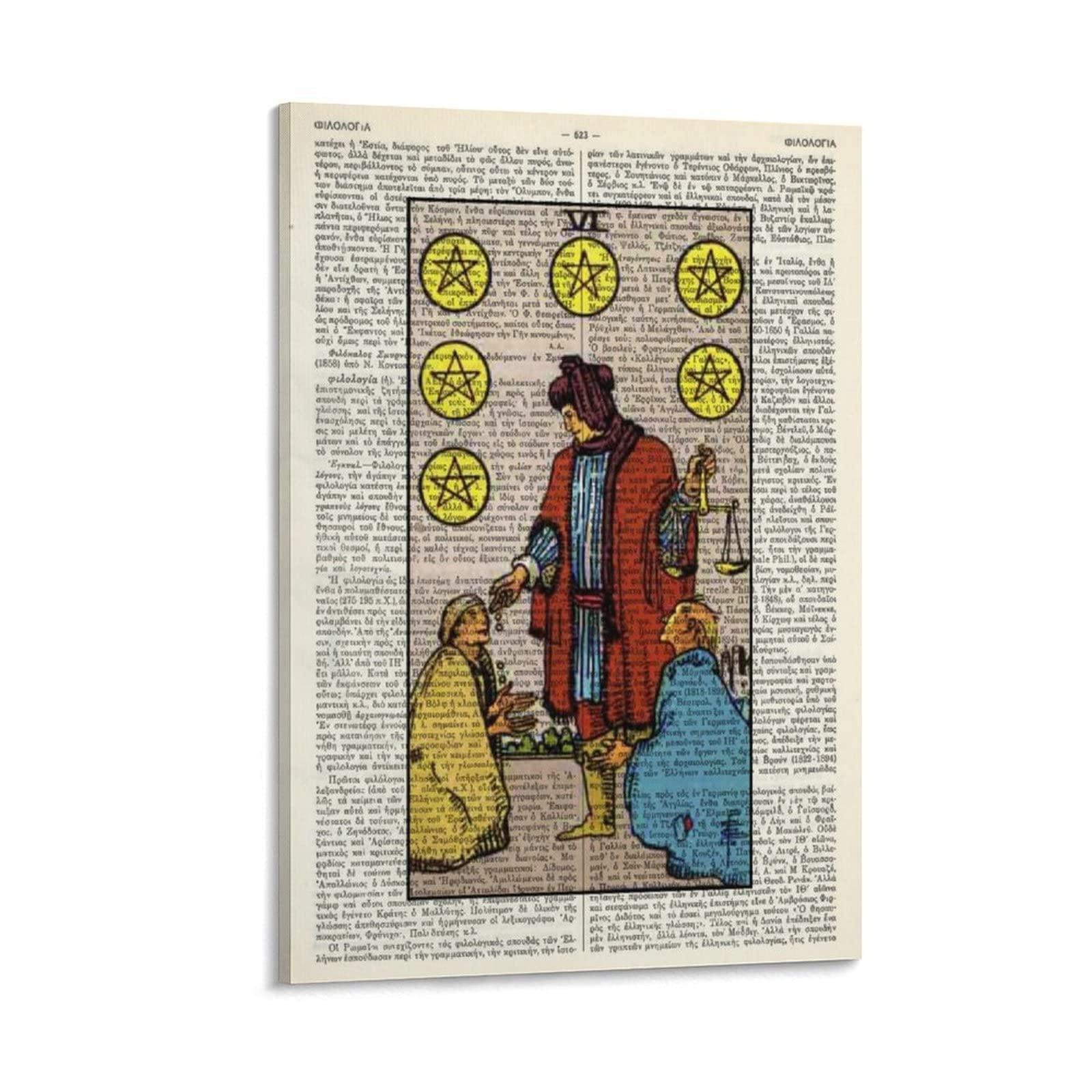 Six of Pentacles Tarot Art Print Poster Tarot Gift Minor Arcana Canvas Art Poster and Wall Art Picture Print Modern Family Bedroom Decor Posters 12x18inch(30x45cm)