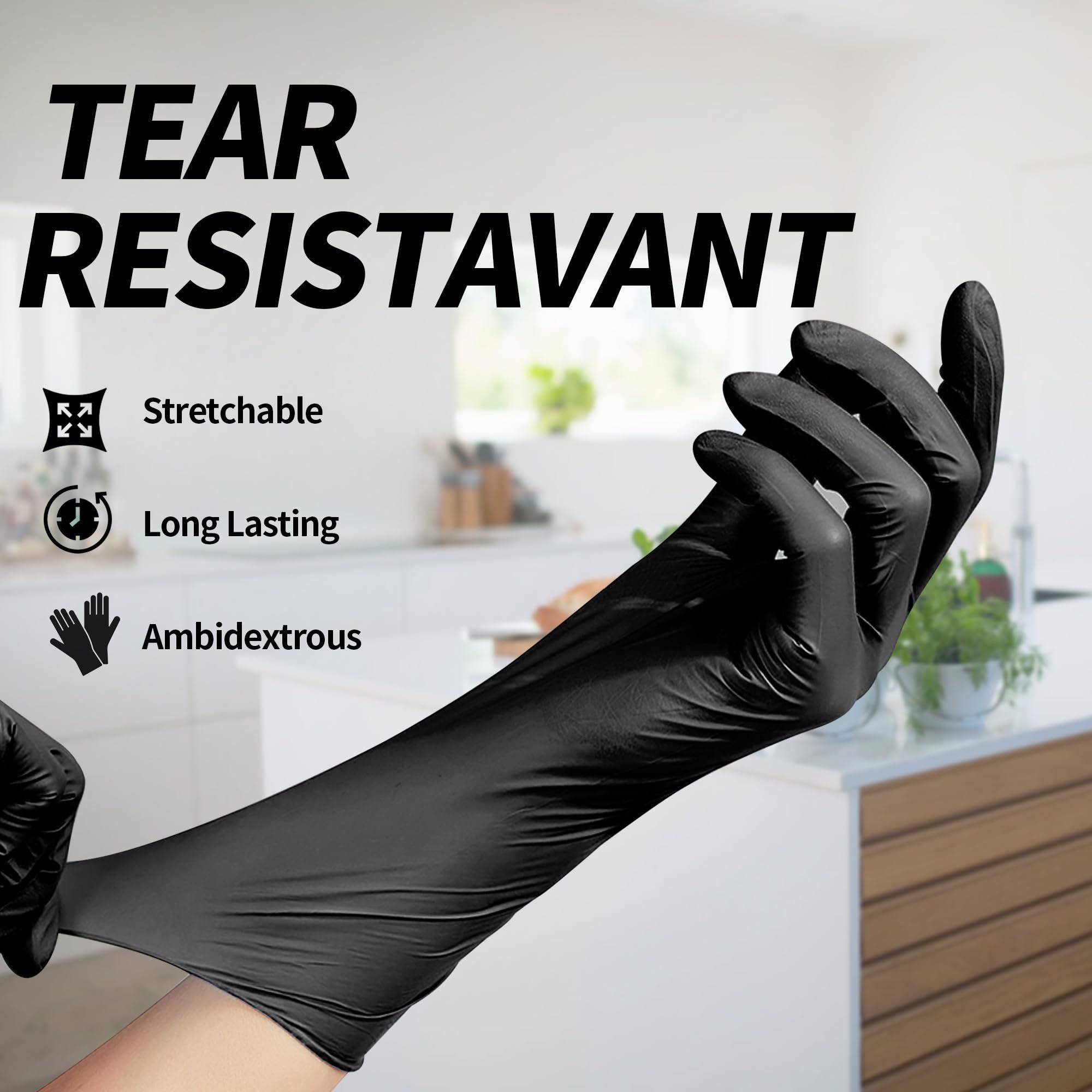 Basic Vinyl Exam Gloves, 4 mil Safty Glove Latex-Free & Powder-Free, SGBE 8003 Synmax Disposable Medical Glove Large (Case of 1000, Black) - Image 2