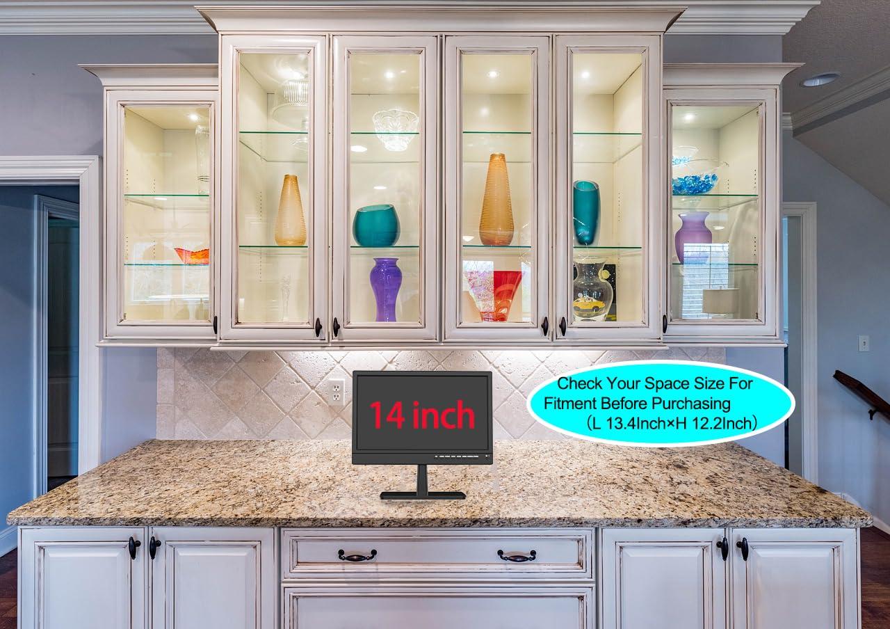 Feihe 14 inch Flat Screen Kitchen TV, RV, Camping, Outdoor, Small, ATSC Tuner, USB, HDMI, AV, VGA, Built-in TV Stand, Remote Control, for Bedroom, Office - Image 3