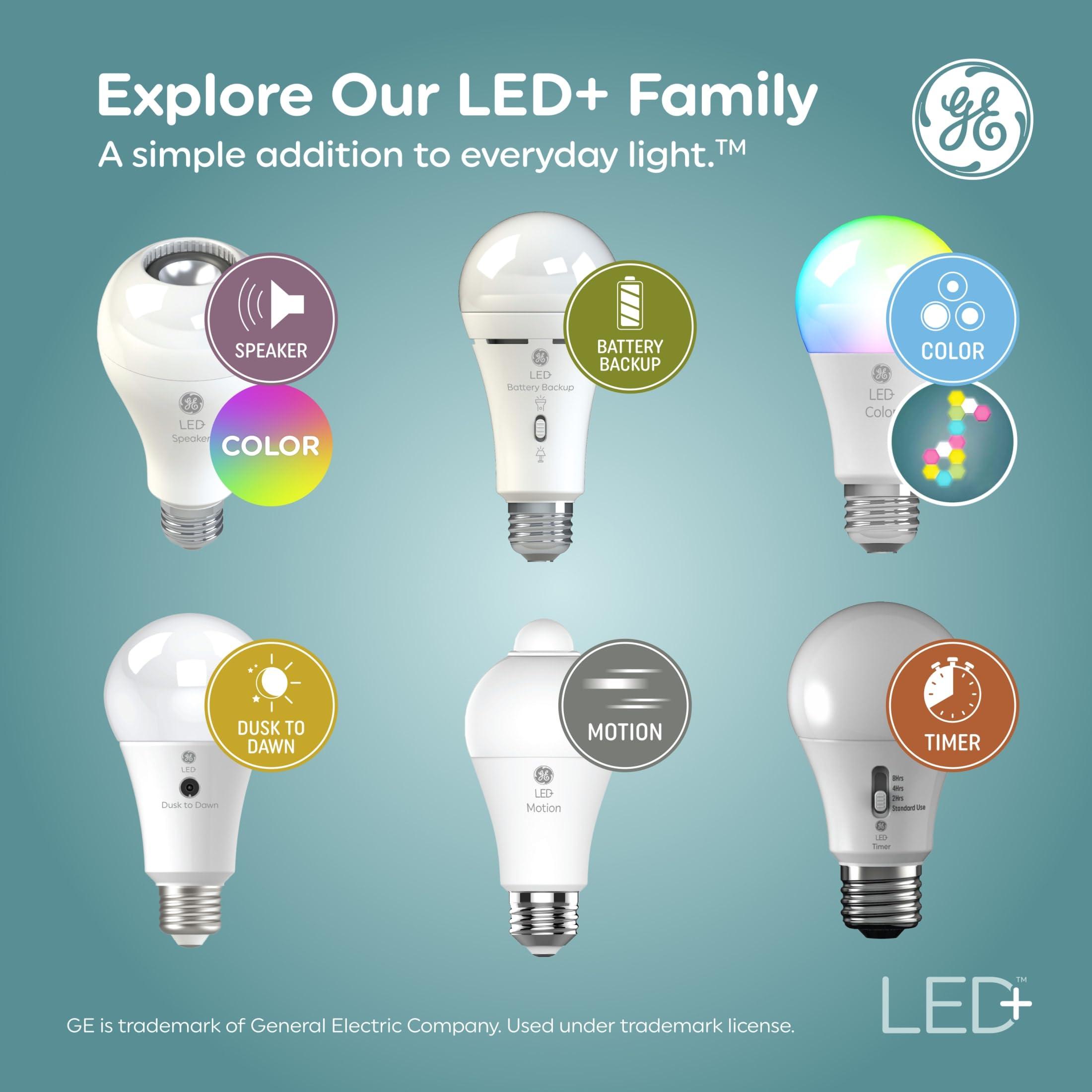 GE LED+ A19 Dusk to Dawn LED Light Bulb, Automatic On/Off Outdoor Security Light, Soft White (2 Pack) - Image 5