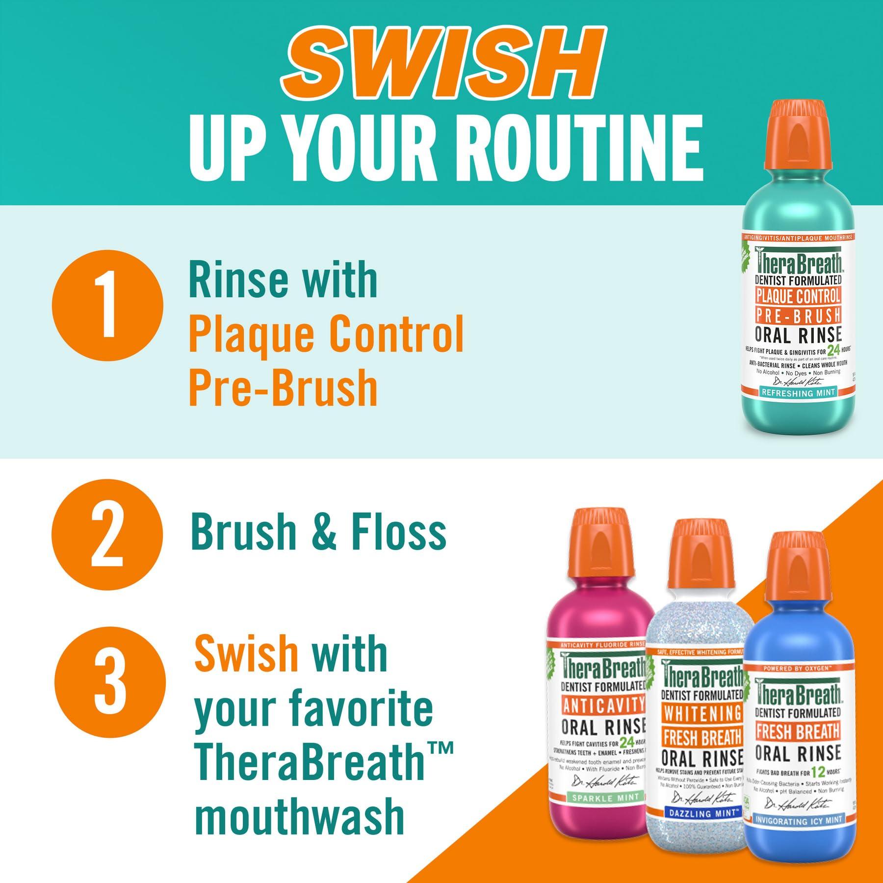 TheraBreath Plaque Control Pre-Brush Oral Rinse, Refreshing Mint Flavor, Antigingivitis and Antiplaque Rinse, Dentist Formulated, Alcohol Free, 16 Fl Oz (Pack of 2) - Image 5