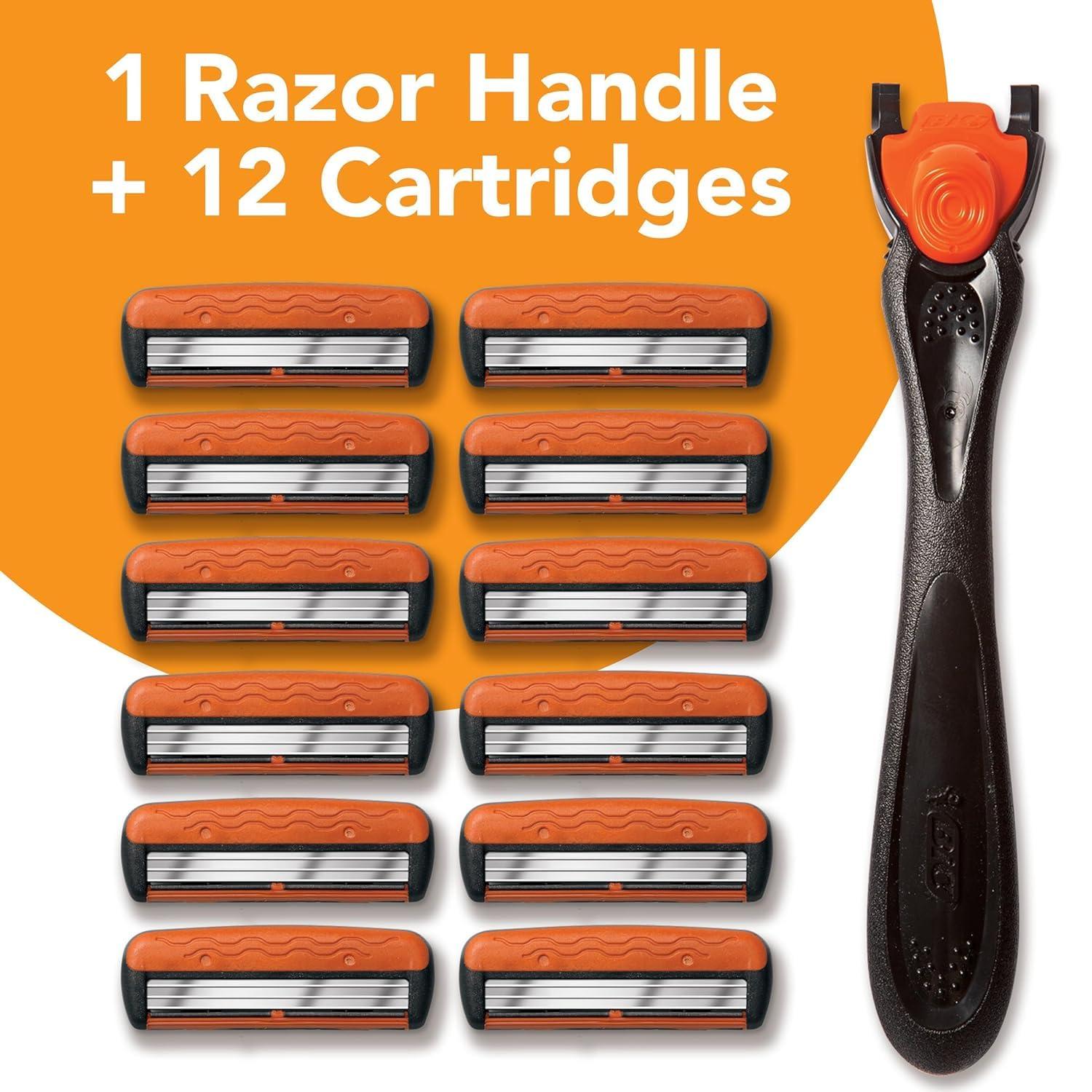 BIC Comfort 3 Men's Refillable 3 Blade Razors, Black Handle with Pivoting Head, 12-Pack - Image 4
