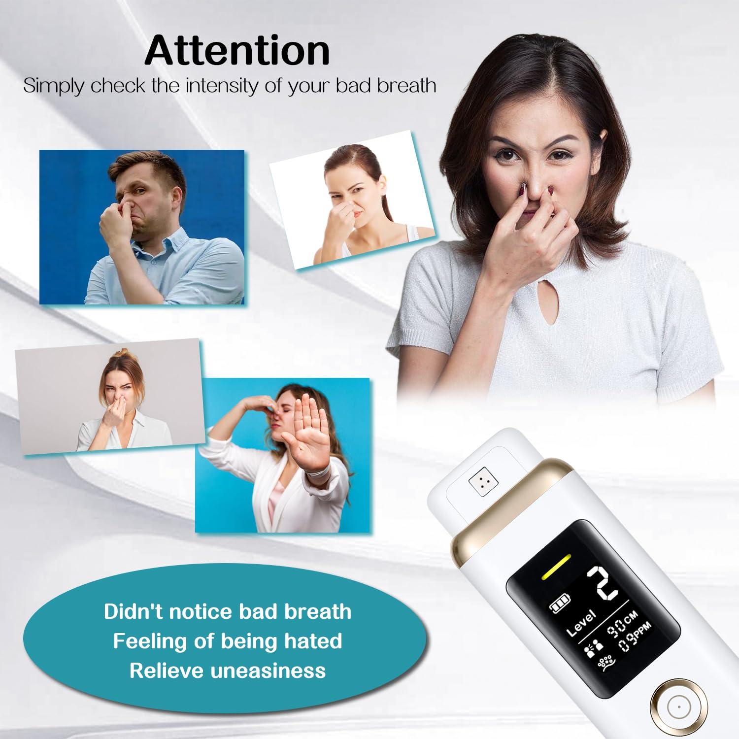 Smart Oral Odor Freshening Rate Detector, Portable Oral Breath Monitor with Real-Time Odor Checking, 32-bit CPU, Professional Bad Oral Odor Rate Checker for Personal Use - White - Image 5