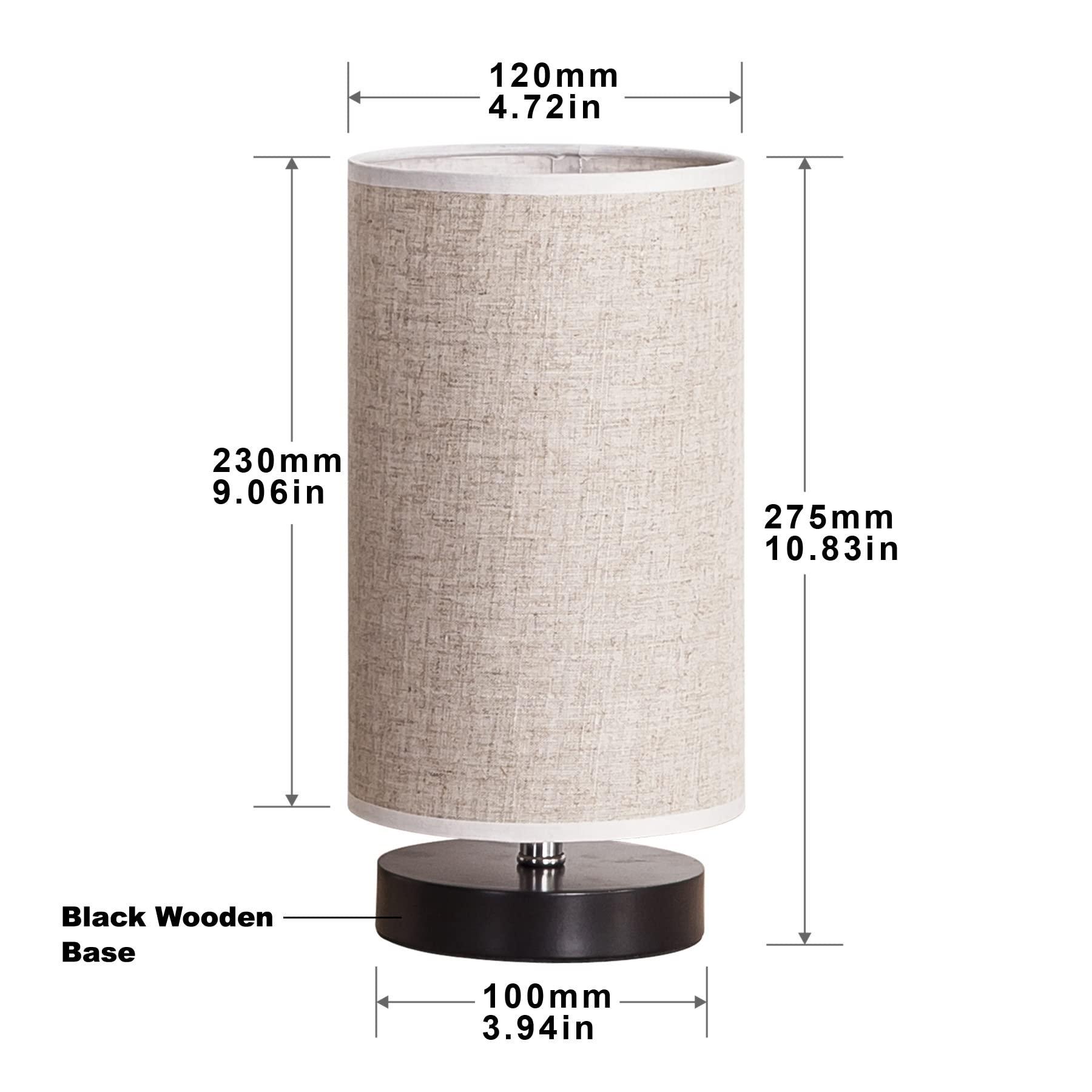 lifeholder Table Lamp, Bedside Nightstand Lamp, Simple Desk Lamp, Fabric Wooden Table Lamp for Bedroom Living Room Office Study, Cylinder Black Base - Image 4