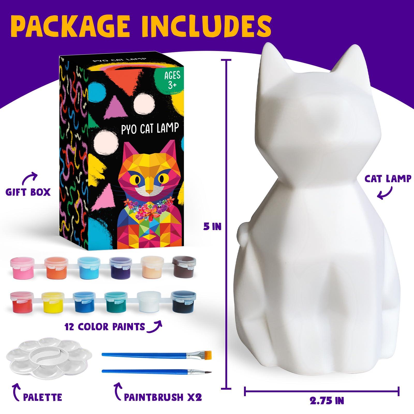 Goodyking Paint Your Own Cat Lamp Kit, DIY Cat Crafts Night Light, Painting Kit Arts & Crafts for Kids Ages 8-12, Art Supplies Birthday Easter Party Holiday Gift for Teens Girls Boys Age 3 4 5 6 7 8+ - Image 2
