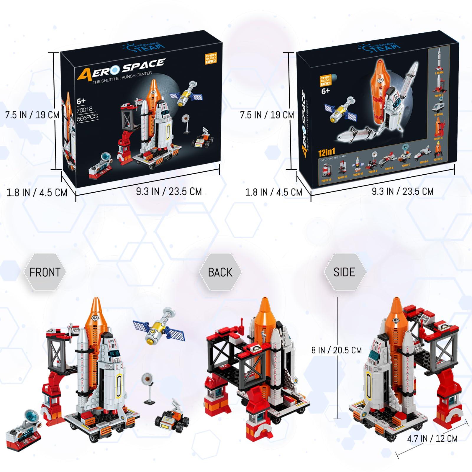 Space Exploration Shuttle Toys for 6 7 8 9 10 11 12 Year Old Boys 12-in-1 STEM Aerospace Building Kit Toy with Heavy Transport Rocket and Launcher Best Gifts for 6-12 Year Old Boys (566 PCS) - Image 3