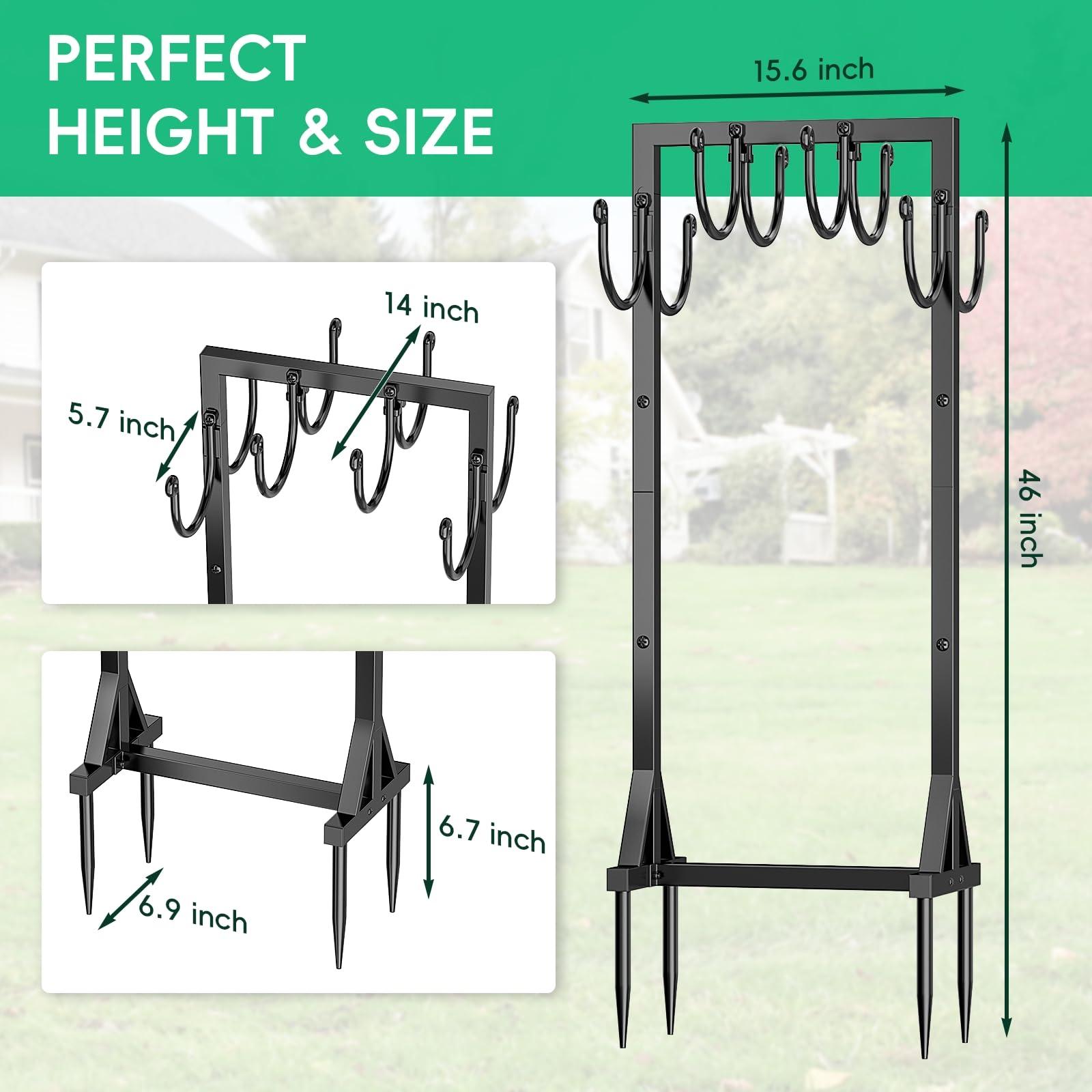 Kcysta Garden Hose Holder Freestanding, Double-Sided Water Hose Holders for Outside, Heavy Duty Metal Hose Stand Hanger Storage Rack - Image 2