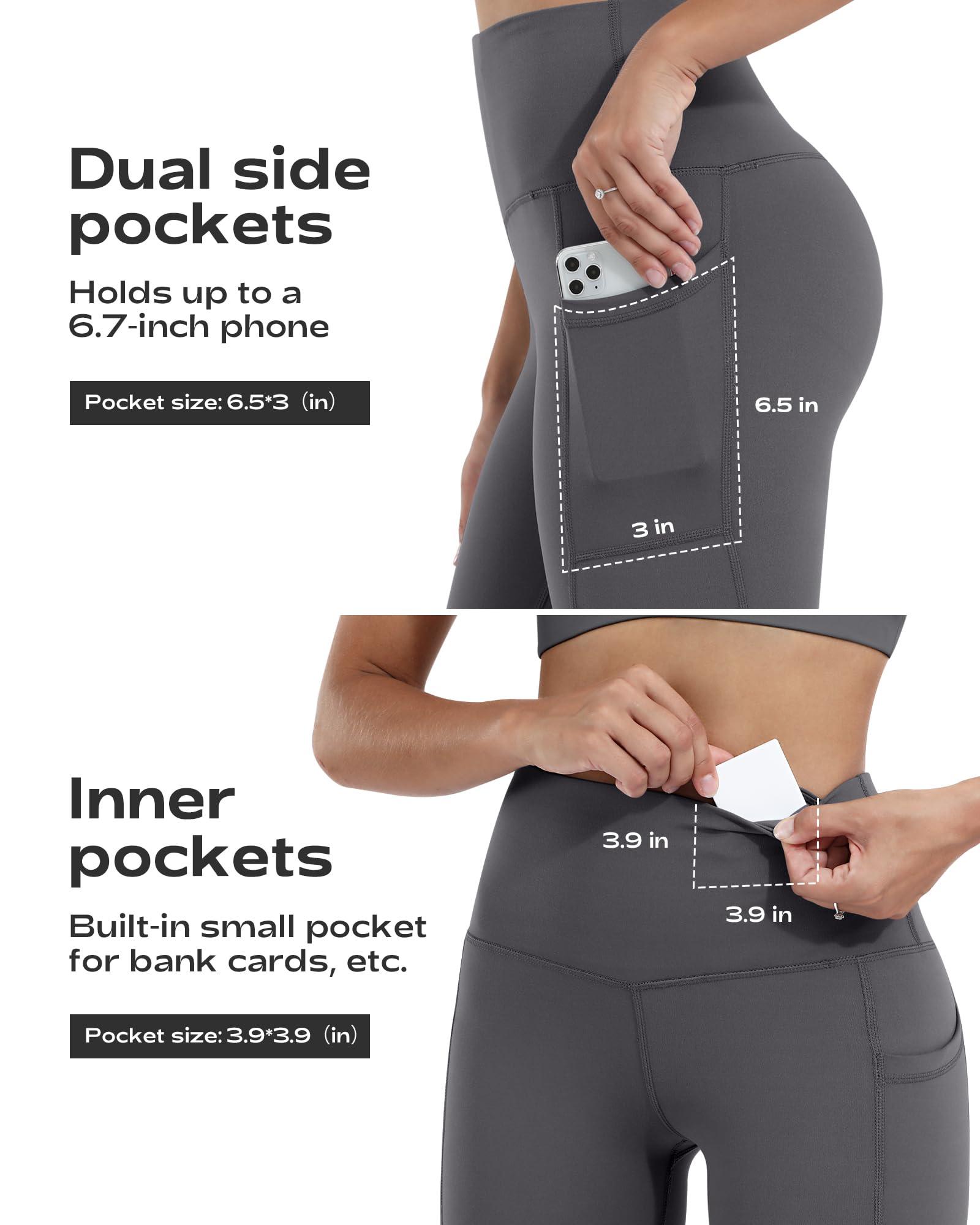 CHRLEISURE Leggings with Pockets for Women, High Waisted Tummy Control Workout Yoga Pants - Image 2