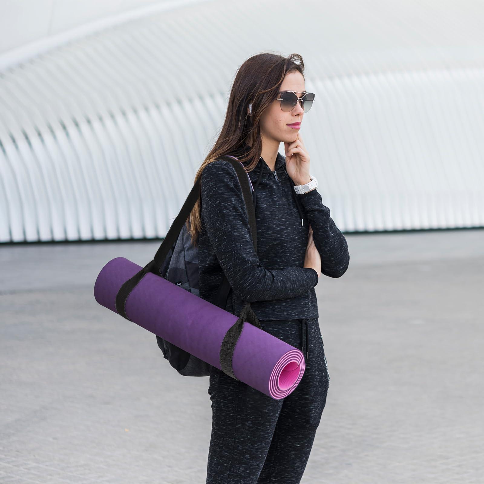 Black Yoga Mat Straps, Yoga Strap for Carrying Mat Multi-purpose Yoga Mat Holder Sling Adjustable Straps Yoga Mat Holder Sling for Most Size Mats (Yoga Mat Not Included) - Image 4