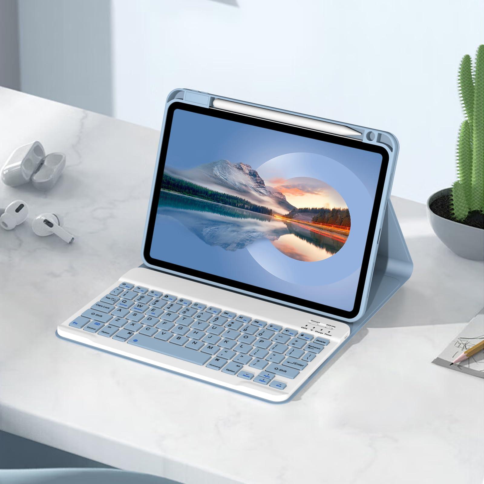Divufus Keyboard Case for iPad Pro 11 Inch (M4) 2024 [Magnetic Detachable Wireless Keyboard][Support 3 System] Flip Stand Case with Pencil Holder for iPad 11” Pro 2024 (M4), Blue - Image 6