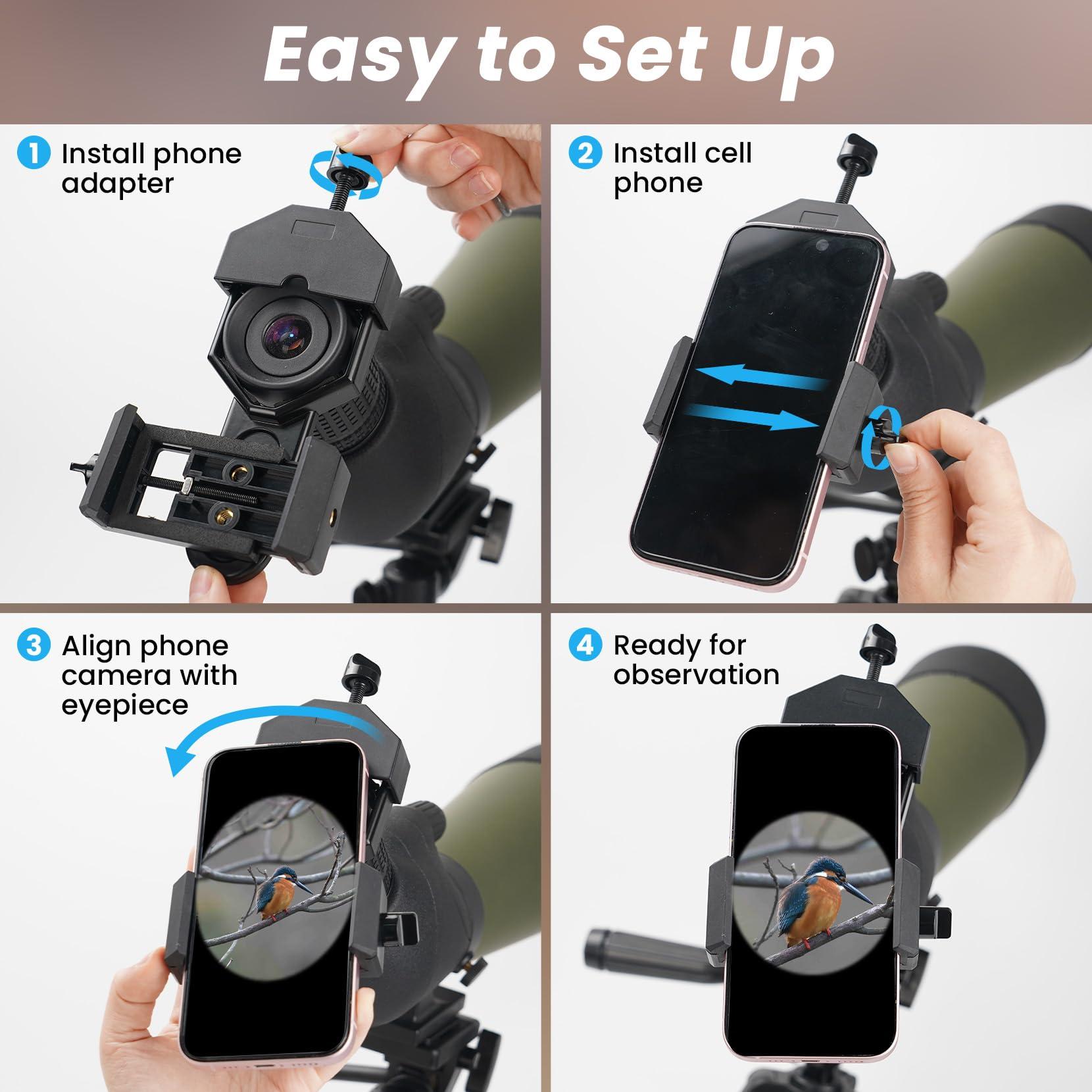 GOSKY Smartphone Adapter Mount Regular Size - Compatible with Binoculars, Monoculars, Spotting Scopes, Telescope, Microscopes Fits almost all Smartphones on the Market Record Nature and The World - Image 4