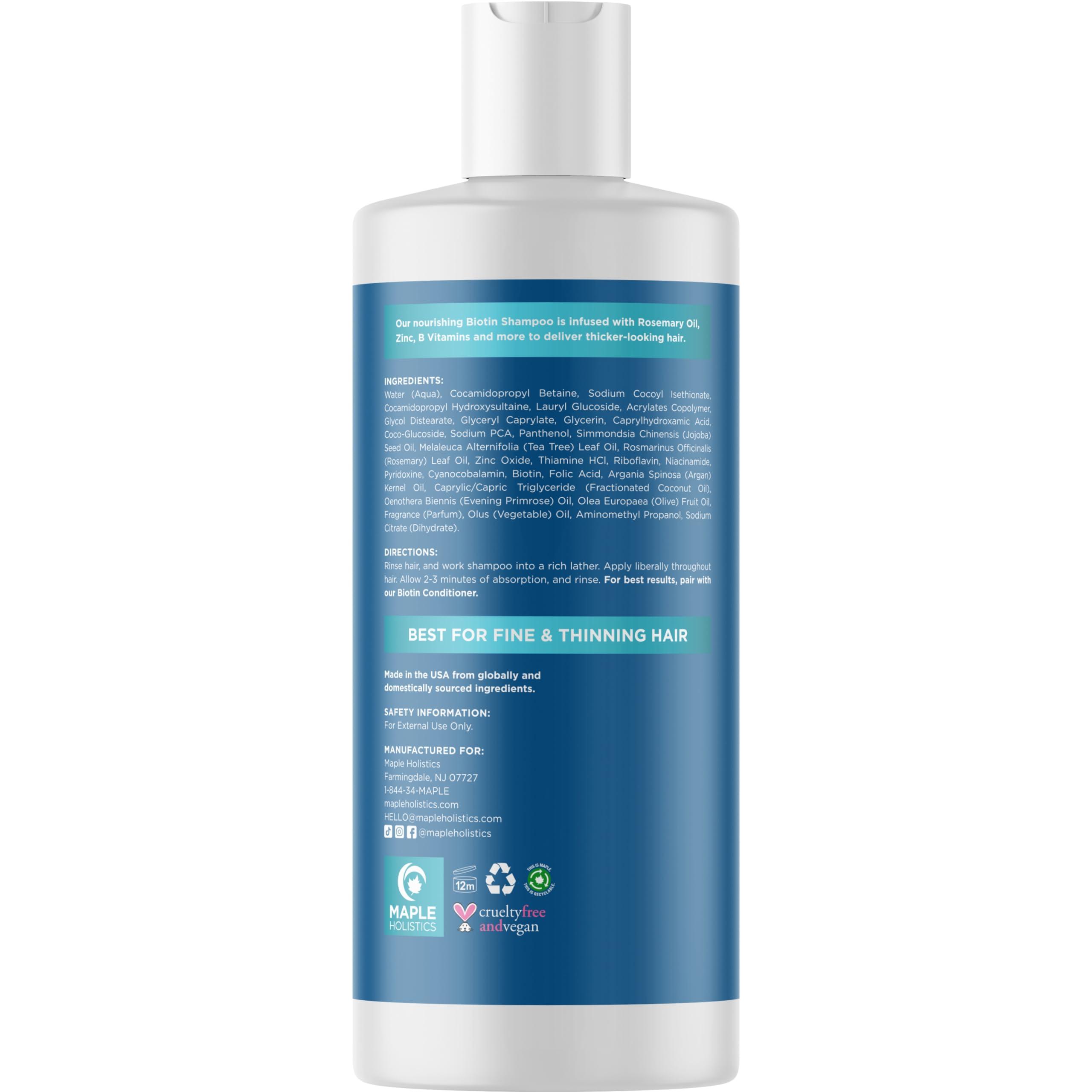 Rosemary and Biotin Shampoo for Thinning Hair - Vegan Volumizing Shampoo for Fine Hair with B Vitamins Argan Oil & Tea Tree Essential Oil - Paraben Silicone and Sulfate Free Vegan Formula (8 Fl Oz) - Image 6