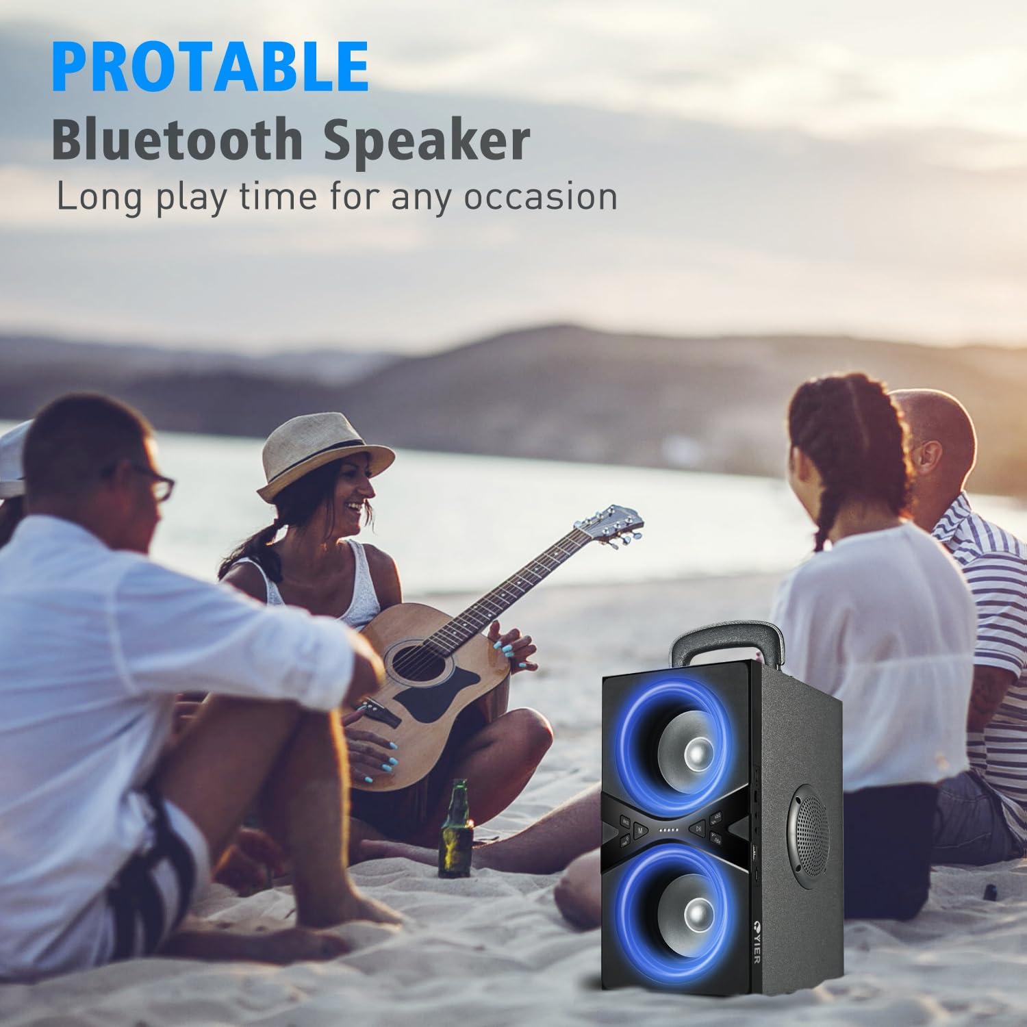 YIER Bluetooth Speakers, Wireless TWS Portable Speaker with Lights,100dB Loud Subwoofer 80w(Peak) Stereo Sound, Bassup Technology, Long Playtime for Outdoor Party - Image 3