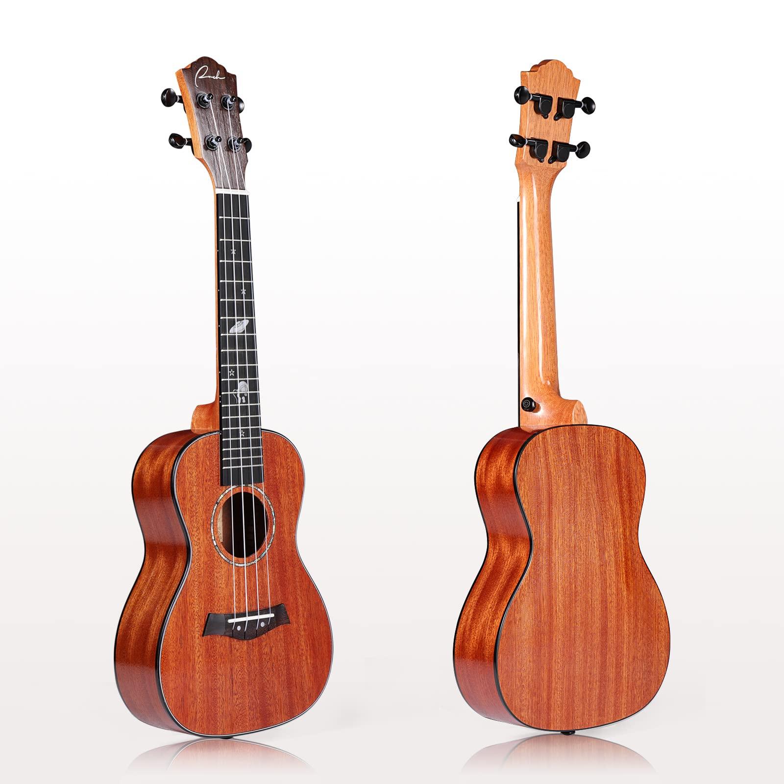 Ranch Concert Ukulele 23 inch Solid Top Ukelele Kit Professional Small Hawaiian Guitar Ukalalee Starter Pack Bundle Gig bag, Tuner, Strap, Aquila String Set, 12 Online Lessons - Glossy - Image 2
