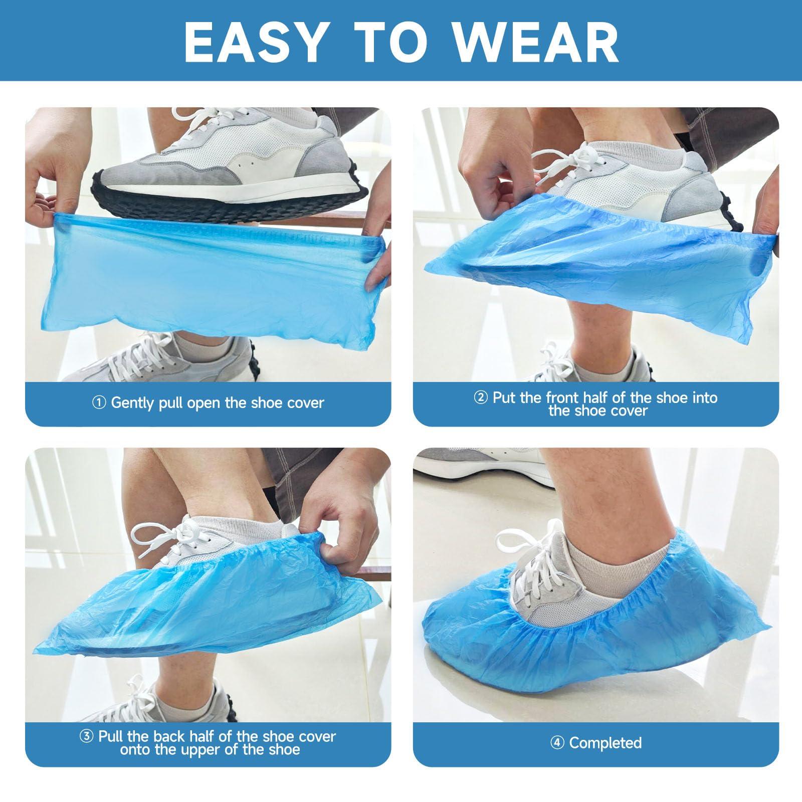 Kearning 100 Pack(50 Pairs)Shoe Covers Disposable Waterproof Non Slip Shoe Cover Indoor Booties for Shoes Covers CPE Boot Covers Plastic Foot Covers Fits Size Up To Men 11 Women 13 for House Cleaning - Image 6