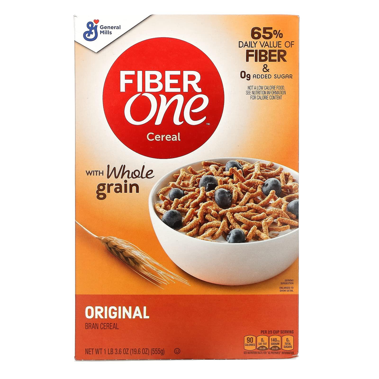 Fiber One Cereal, Original Bran, High Fiber Cereal Made with Whole Grain, 19.6 oz