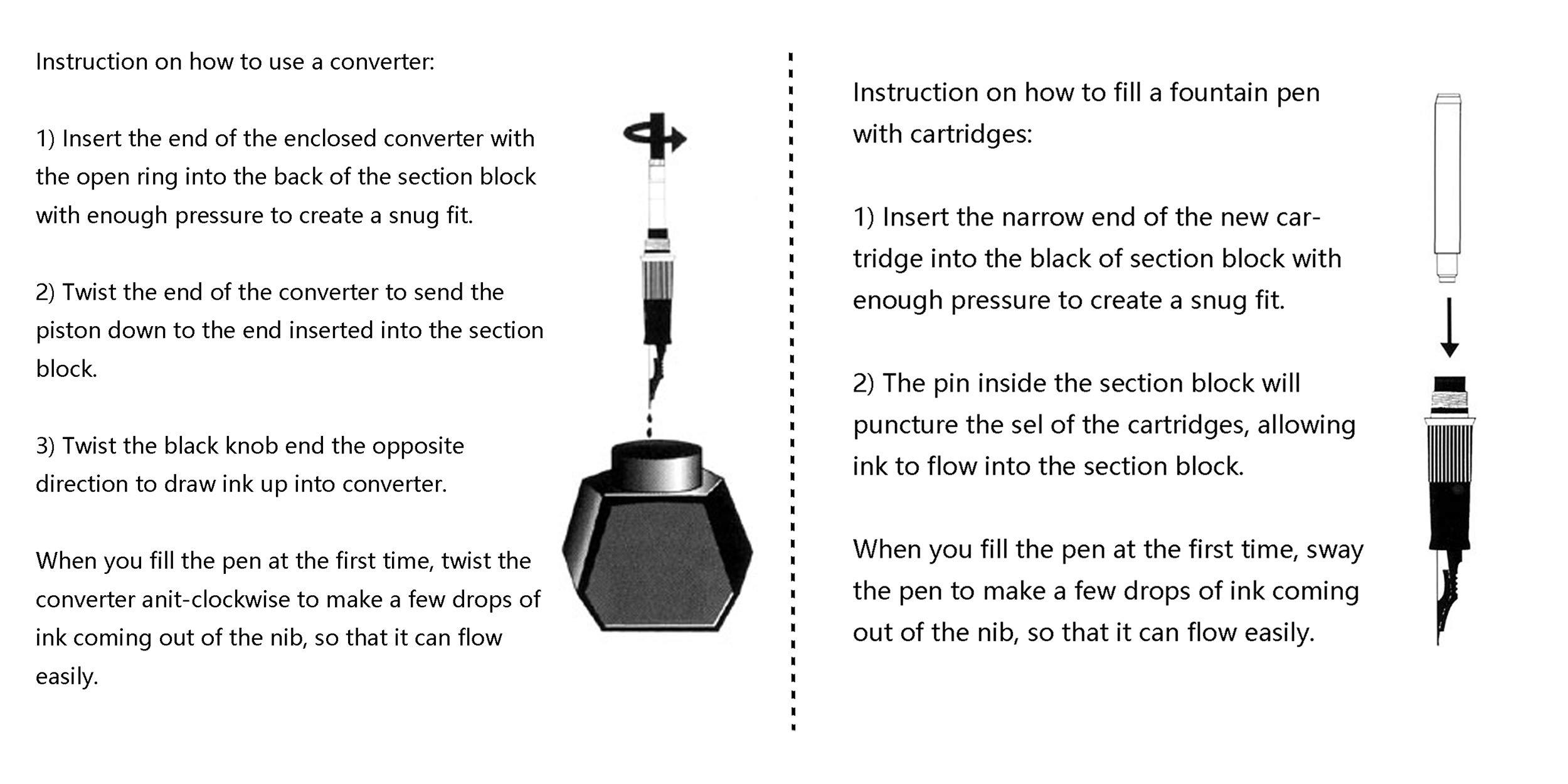 Matte Black Forest Fountain Pen Extra Fine Nib Classic Design with Converter and Metal Pen Box Set by Asvine - Image 6