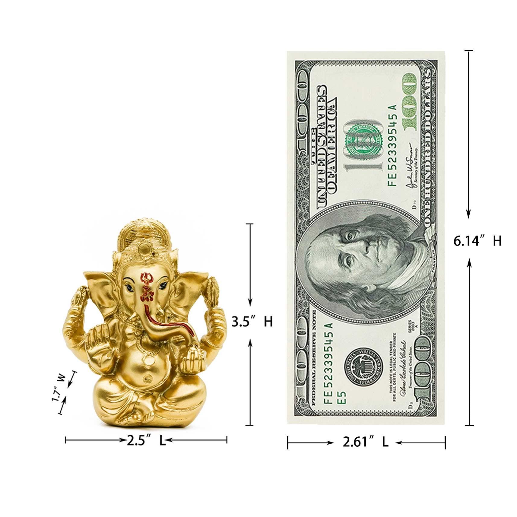 Hindu Ganesh for Car Dashboard - Indian Mini Ganesha Statue India Home Office Temple Mandir Pooja Items Diwali Gifts Decor Murti Ganpati Idol Yoga Zen Meditation Room Altar Shrine Kit - Image 3