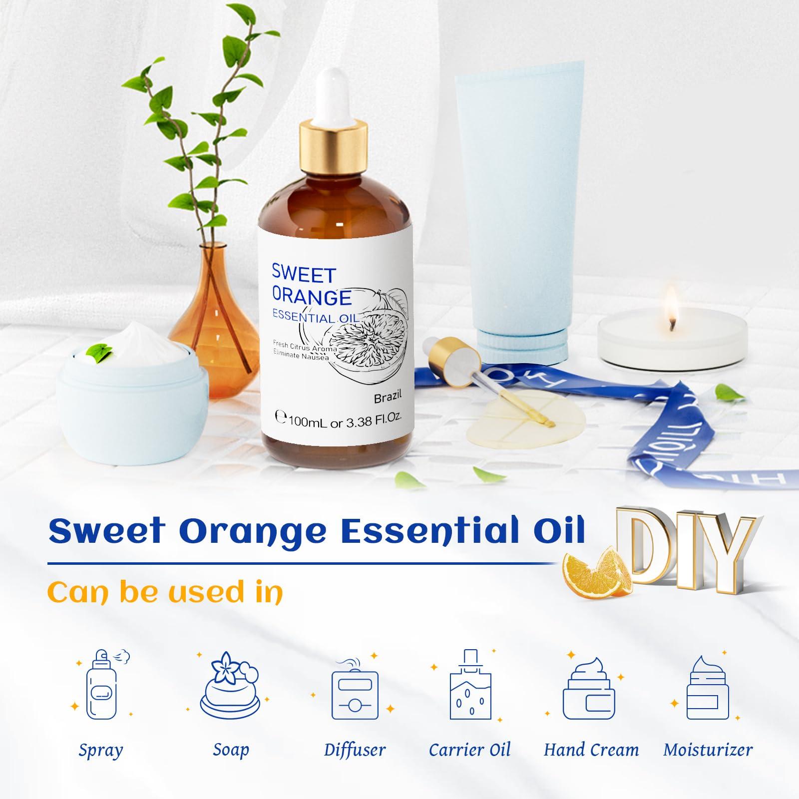 HIQILI 100ML Orange Essential Oil for Air Freshener, DIY Soap, Skin Care, Can be Added to Diffusers, Dryer Balls, Lotions for Use - 3.38 Fl Oz - Image 5