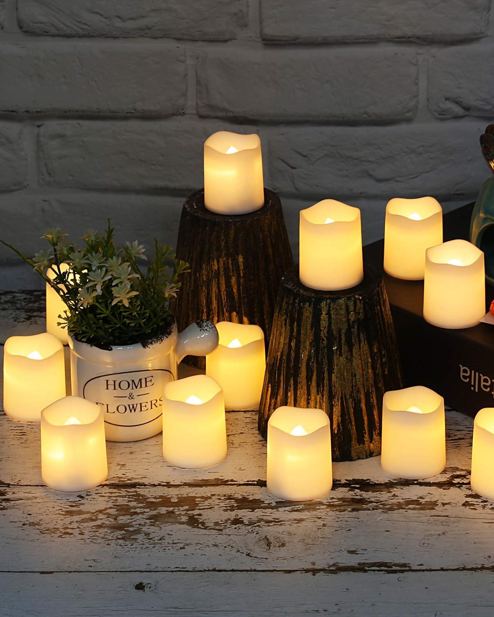 SHYMERY Flameless Votive Candles,Flameless Flickering Electric Fake Candle,24 Pack 200+Hour Battery Operated LED Tea Lights in Warm White for Wedding, Table, Halloween,Christmas Decorations 1.5"X1.7" - Image 8