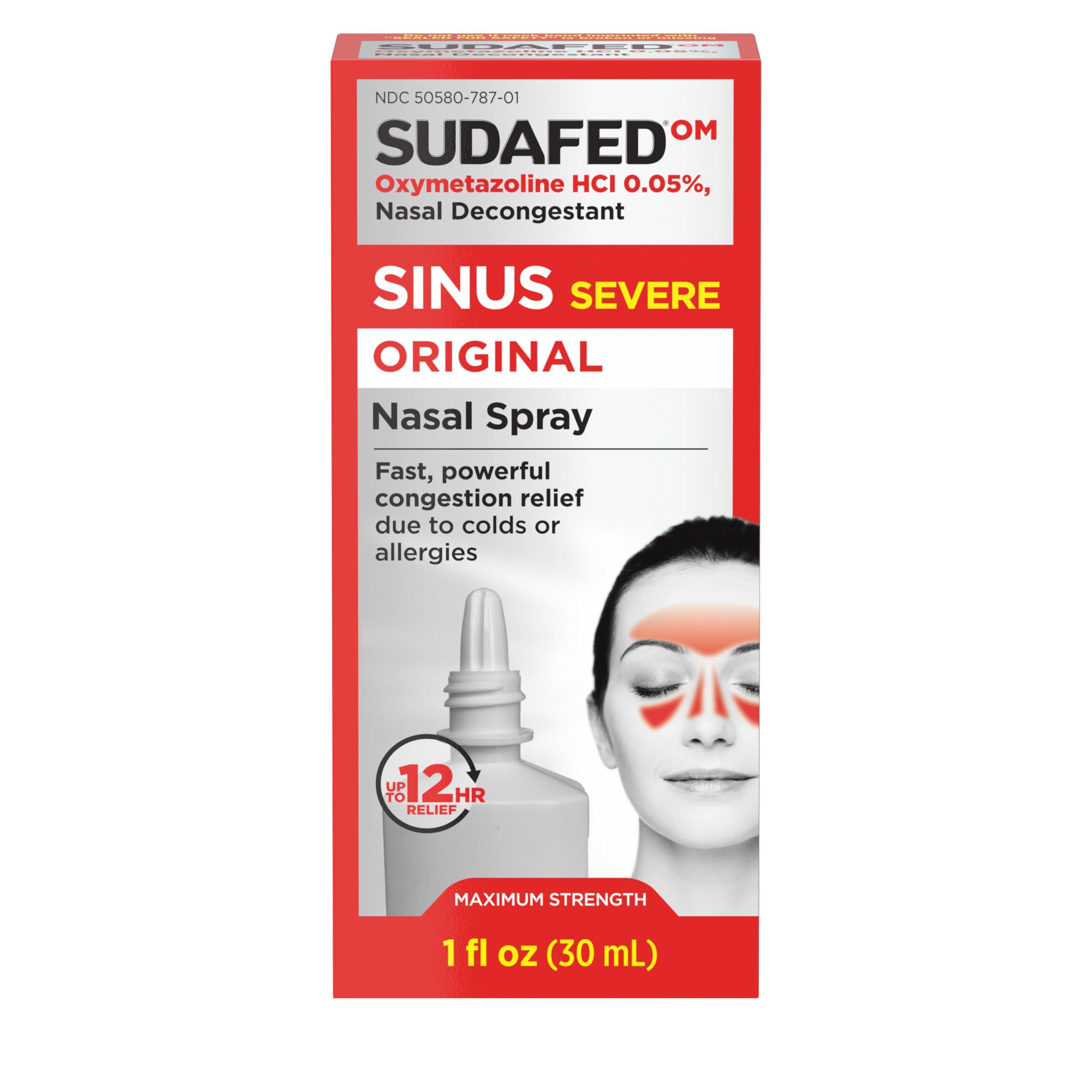 Sudafed Sinus Severe Original Nasal Spray, 12 Hour Nasal Spray Decongestant for Fast, Powerful Congestion Relief Due to Colds or Allergies, Oxymetazoline HCl .05% Nose Spray, 1 fl. oz - Image 8