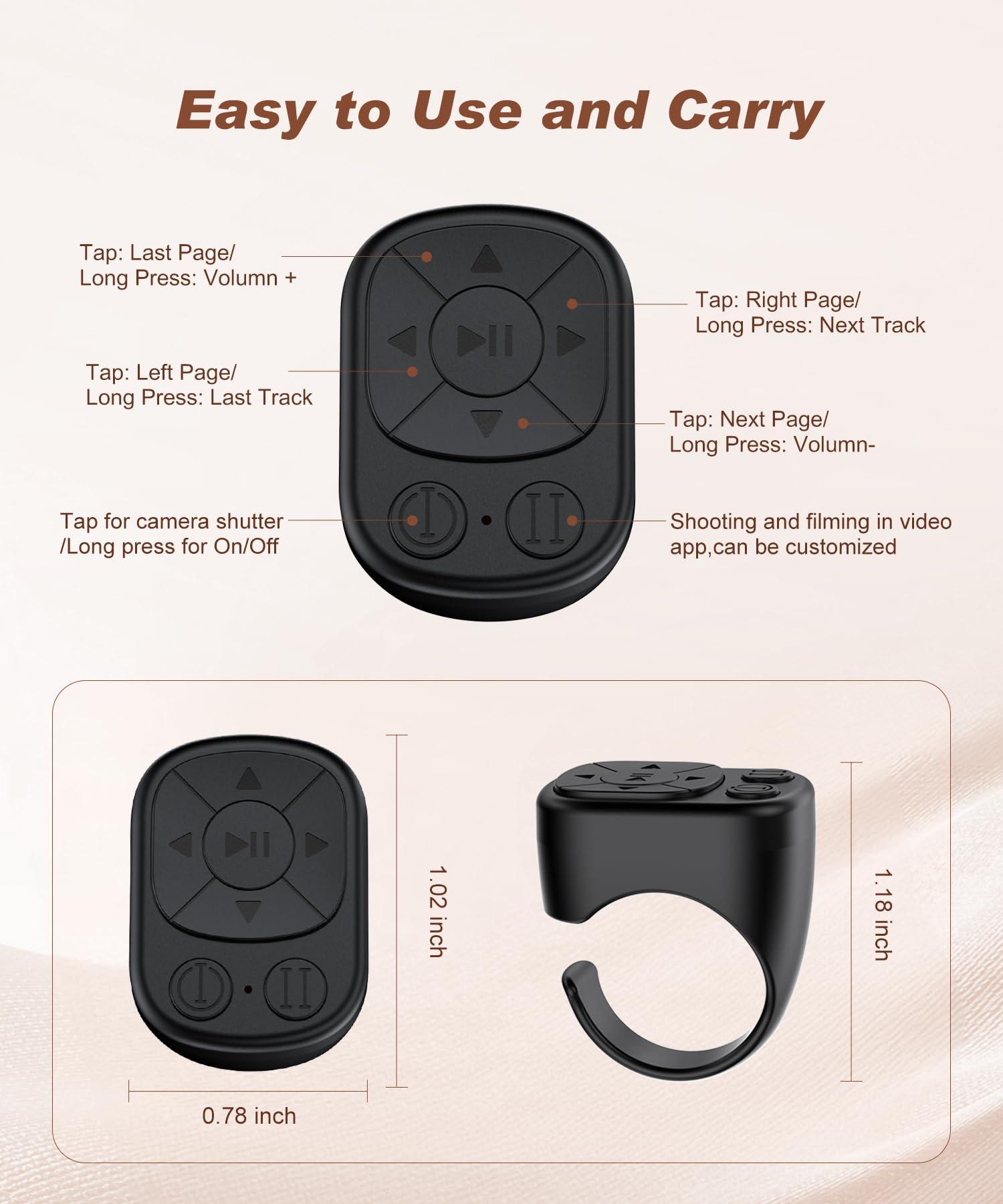YIBAOCOM TikTok Scrolling Ring - Remote Control for TikTok & Rednote, Bluetooth Page Turner for iPhone iPad, Camera Shutter Short Video and Music Remote Controller, iOS Android Phone Compatible - Image 5