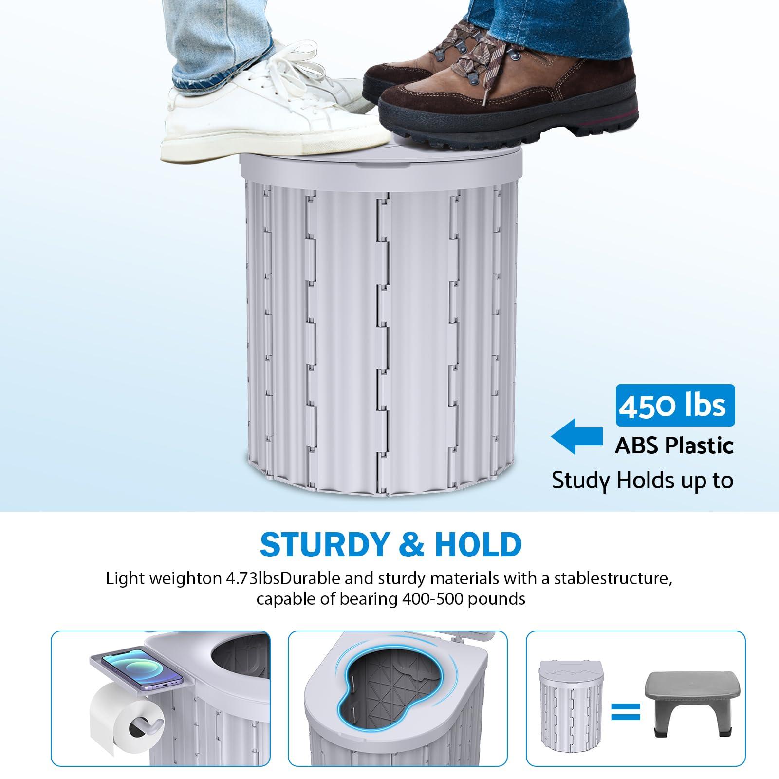 Portable Toilet, Upgraded 15'' toilet With Removable Paper Holder, Camping Toilet With A Load Capacity Of 450 Lbs, Portable Potty for Camping, Hiking, Road Trip, Car, RV, Tent, Beach, Truck Drivers - Image 4