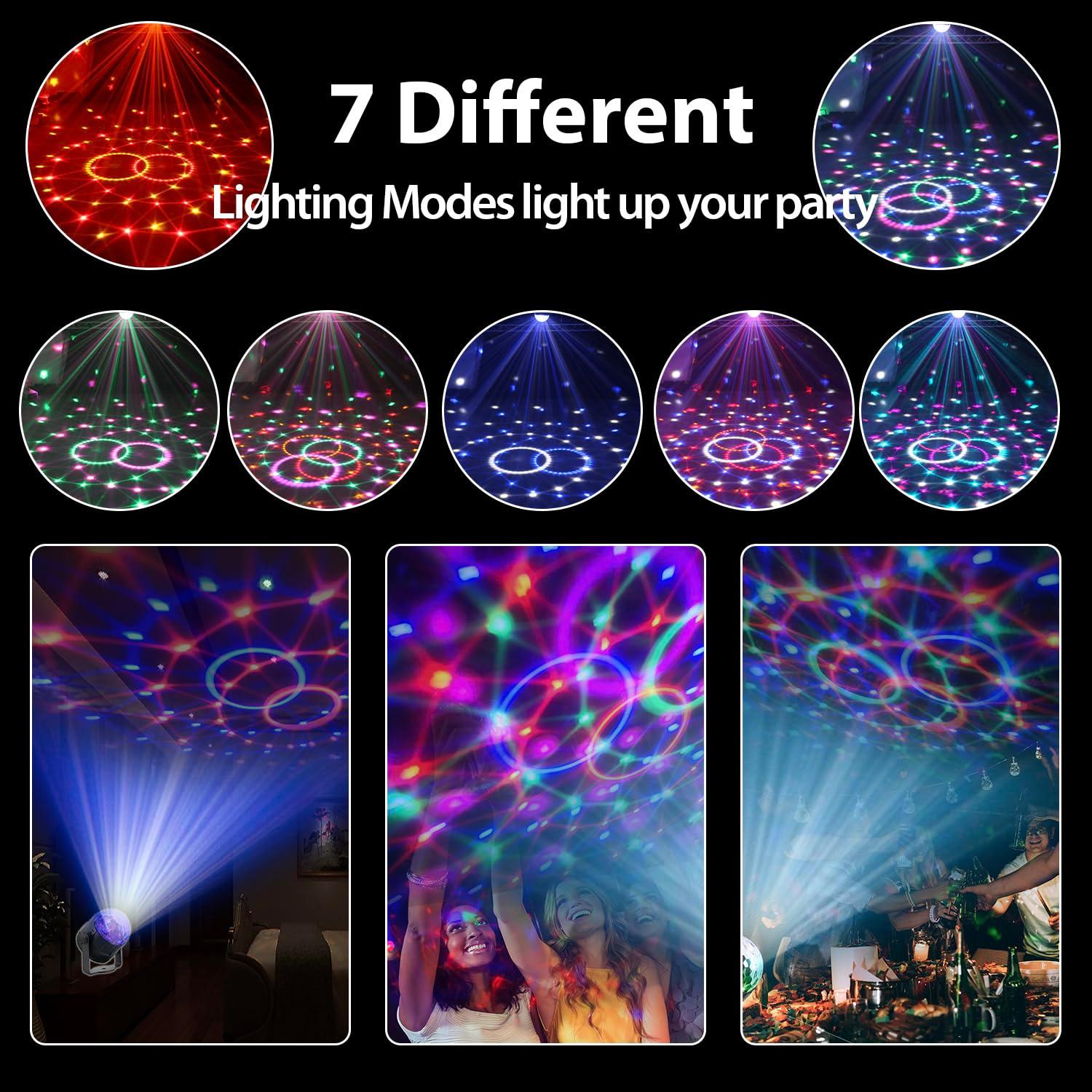 [3-Pack] Disco Ball DJ Party Lights Sound Activated with Remote Control Strobe Lamp 7 Modes Stage Light for Home Room Dance Parties Karaoke Halloween Christmas Birthday Decorations - Image 2