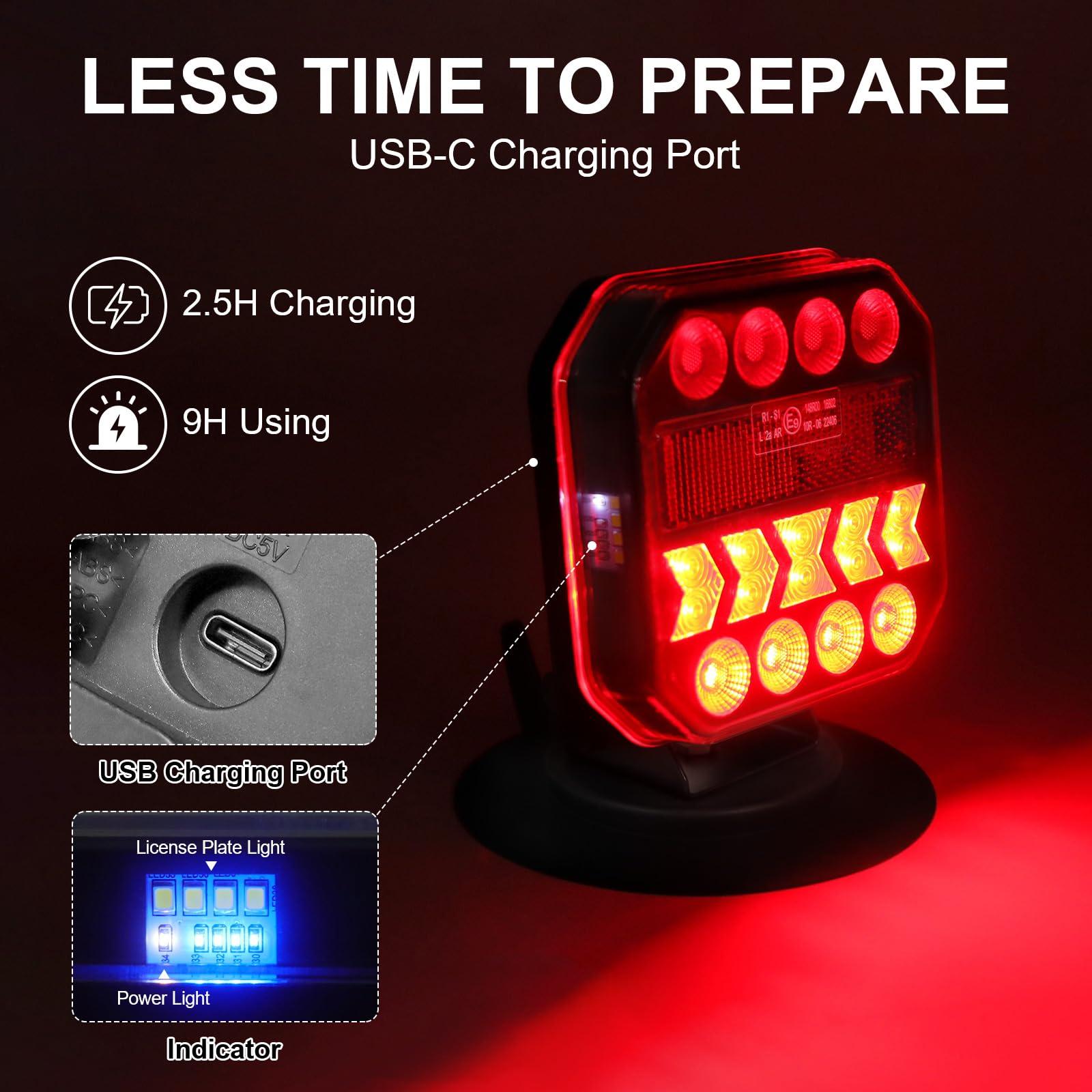 Agrieyes USB-C Wireless Trailer Lights, Adjustable Magnetic Tow Light with Retroreflectors, Rechargeable Towing Light Kit Reverse for Trucks, Boat, RV, Vehicle, Caravan - Image 4