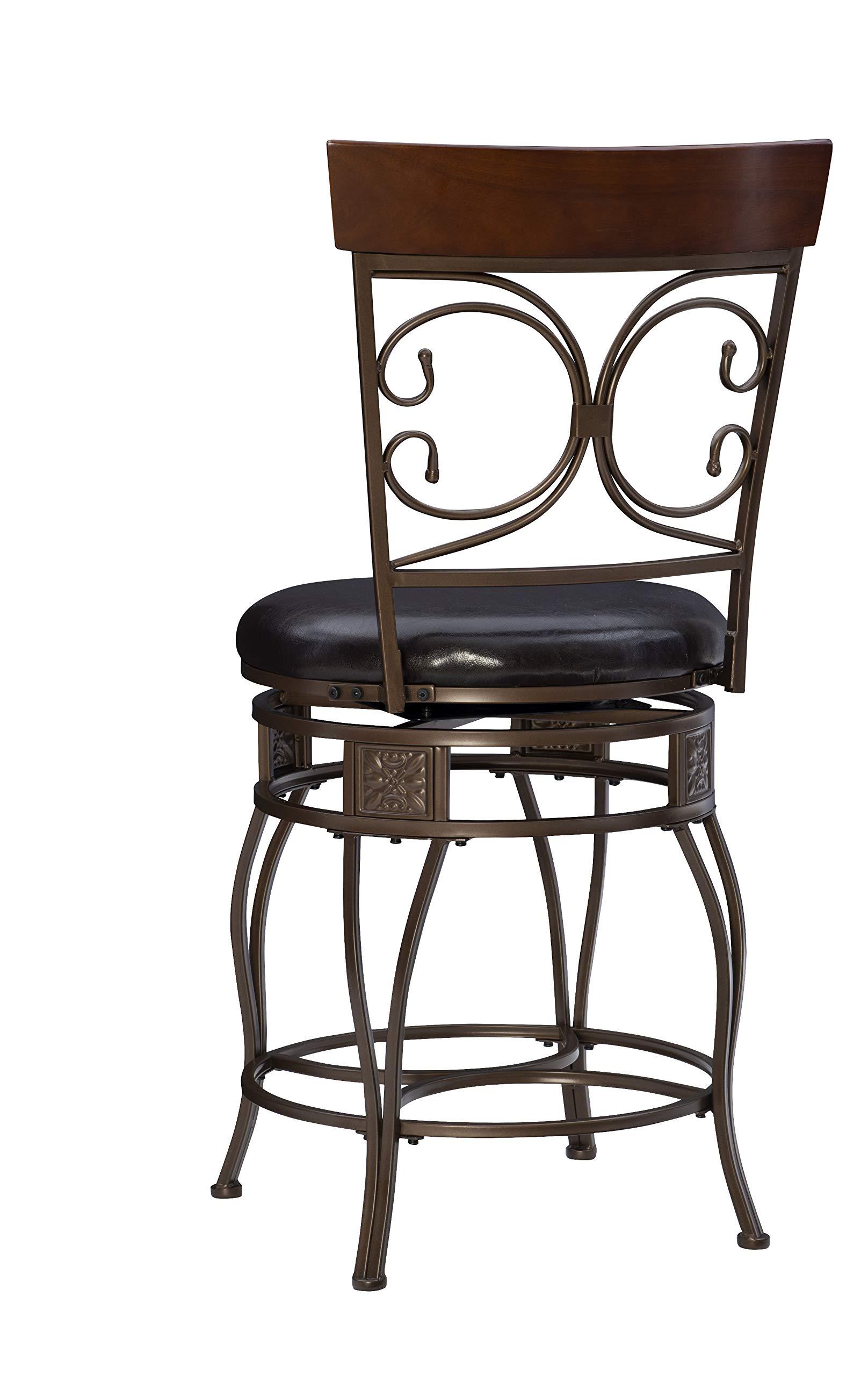 Powell Big and Tall Back Scroll Stool, Counter Height, Dark Bronze/Brown - Image 12