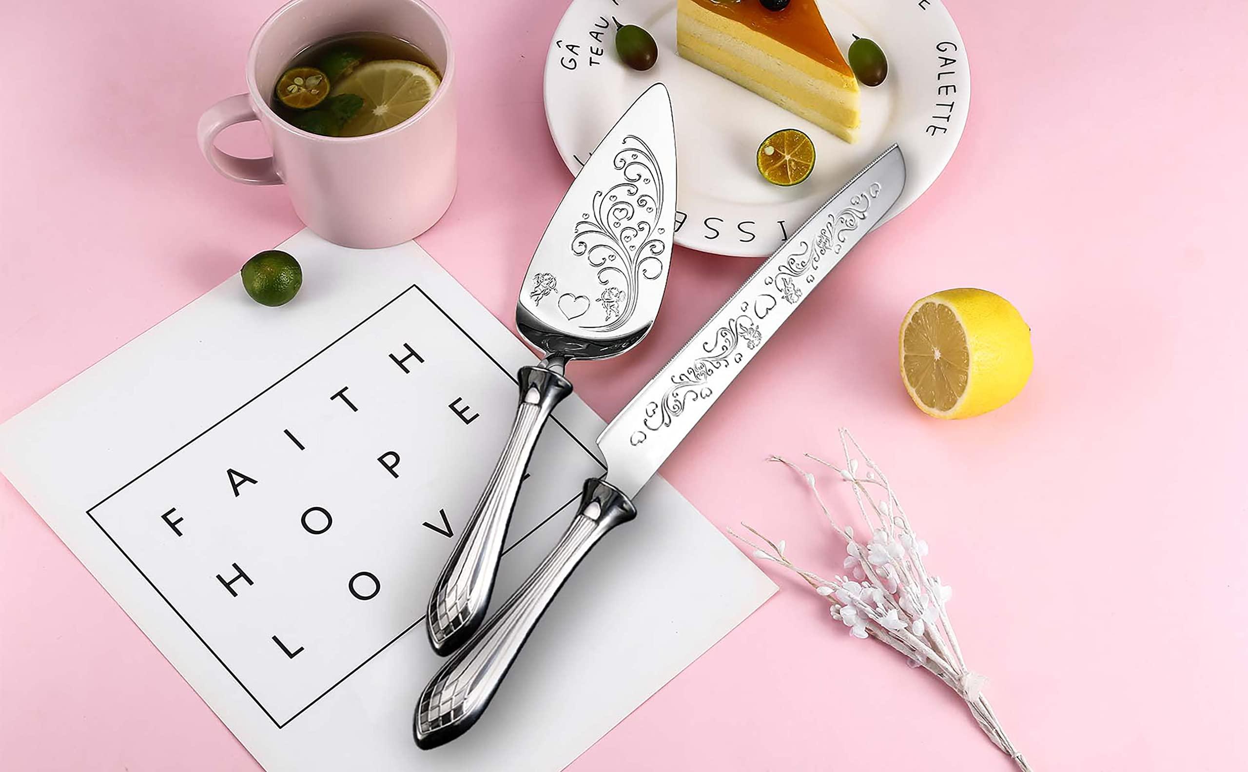 HISSF Cake Knife and Server Set,18/10 Stainless Steel Cake Cutting Set, Sweet Love Cake Serving Set Perfect For Wedding, Birthday,Home, Parties and Events - Image 2