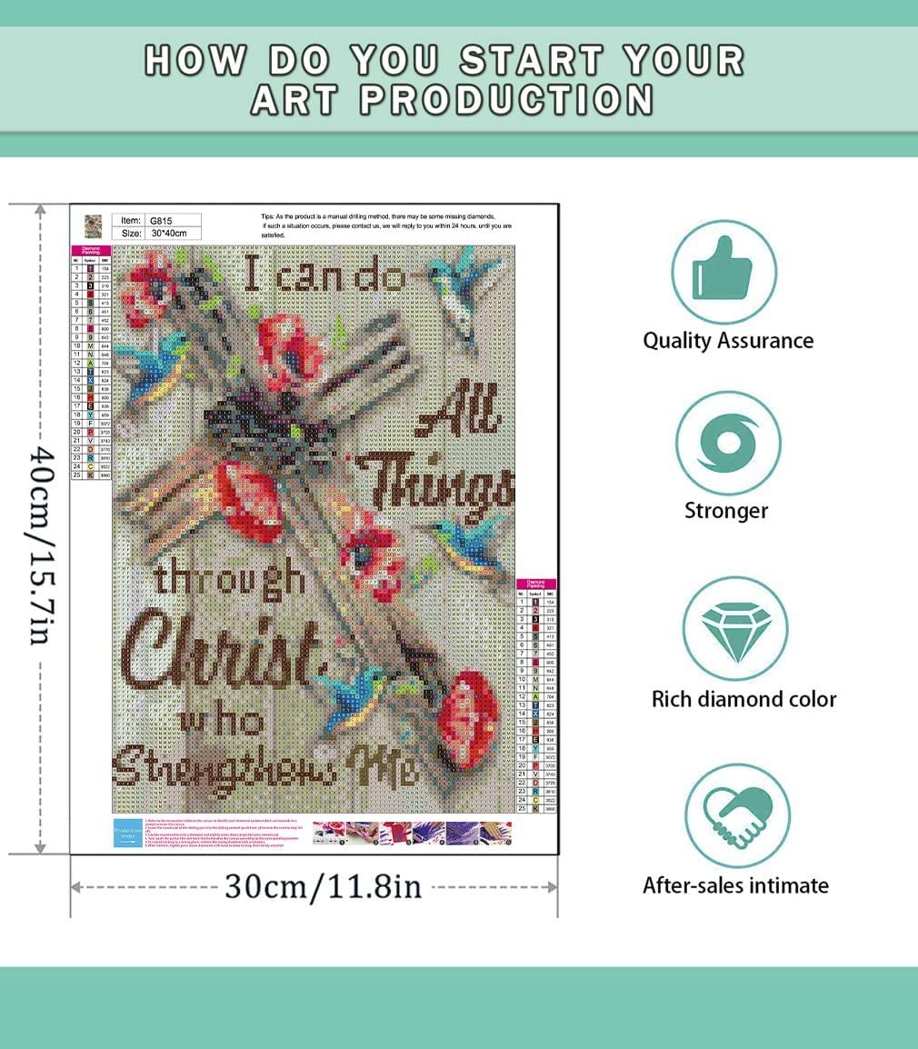 Clendo Christ Diamond Painting Kits for Adults, 5D DIY Full Drill Diamond Dots Paintings with Diamonds Gem Art and Crafts for Adults Home Wall Decor, Crucifix 12x16in - Image 3