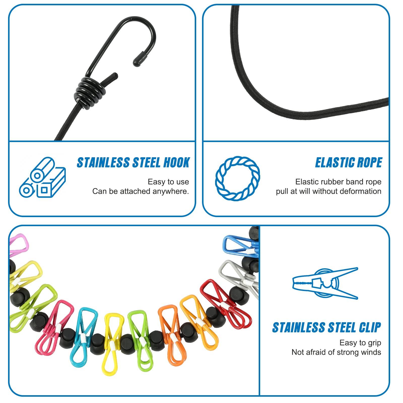 Retractable Portable Clothesline for Travel，Clothing line with 12 Clothes Clips, for Indoor Laundry Drying line,Outdoor Camping Accessories - Image 2