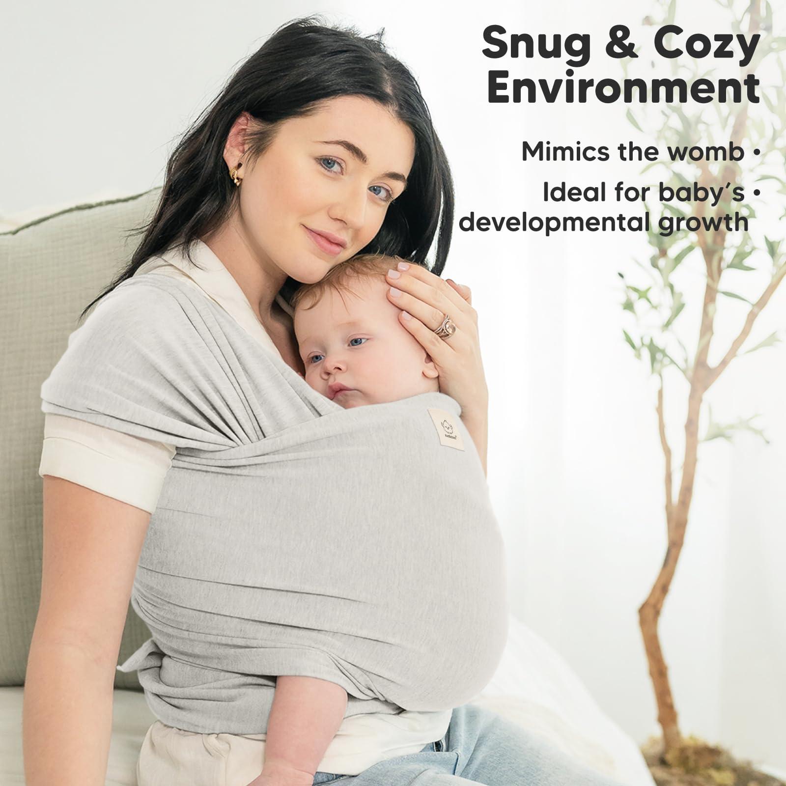 KeaBabies Baby Wrap Carrier - All in 1 Original Baby Carrier Newborn to Toddler Sling, Easy to Wear, Hands Free Bonding, Lightweight, Breathable Infant Wraps (Rhino Gray) - Image 6