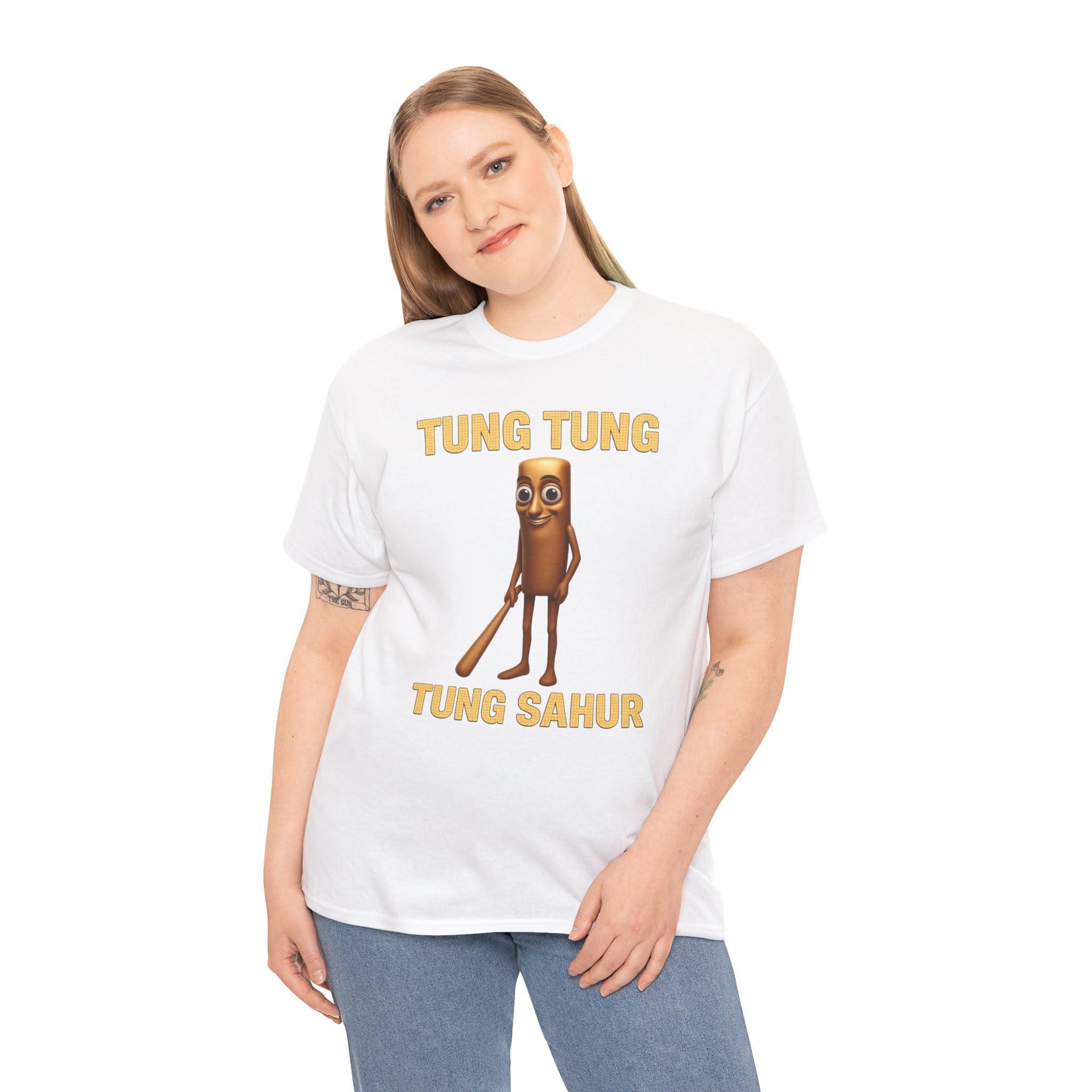 Tung Tung Tung Sahur Meme Shirt, Funny Ironic Viral T-Shirt, Unhinged Internet Humor Tee, John Pork, Tim Cheese, Cringe Core White - Image 5